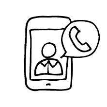 Graphic & Website Design -Icon of a smartphone with a person's profile picture and a telephone symbol.