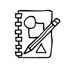 Graphic & Website Design -Sketch of a person drawing on a notepad with a pencil.