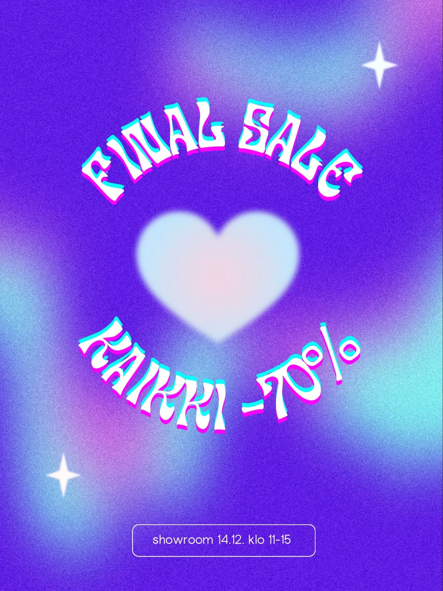 Oukeiii showroomin p&auml;&auml;tt&auml;rit💜💜💜

Tule sanomaan heipat tunnelmalliselle showroomille ja tekem&auml;&auml;n kreisej&auml; alel&ouml;yt&ouml;j&auml;🎁🎁

KAIKKI -70%😱🎄🫶🏼