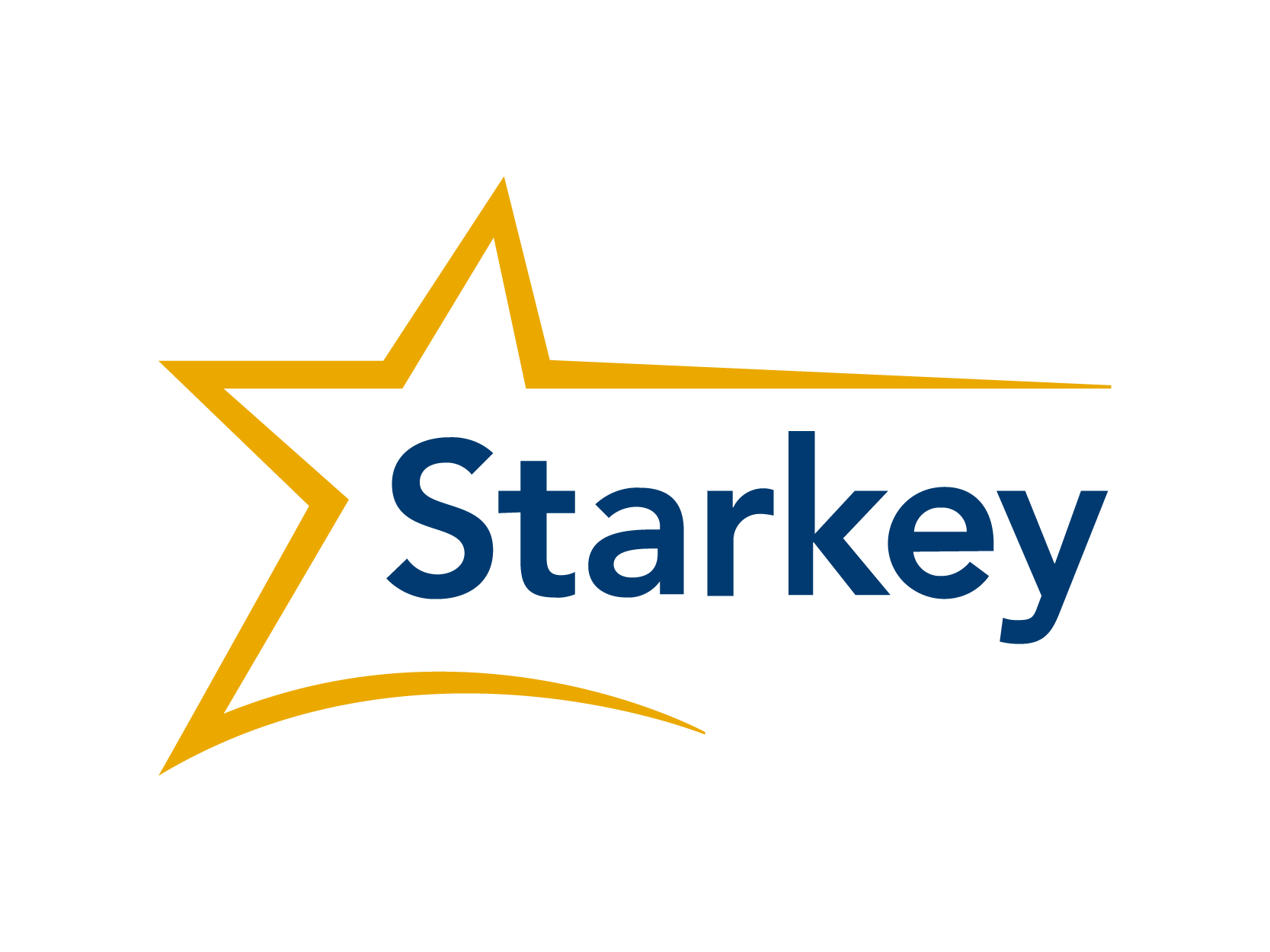 Logo avec une étoile dorée et le mot « Starkey » écrit en bleu.