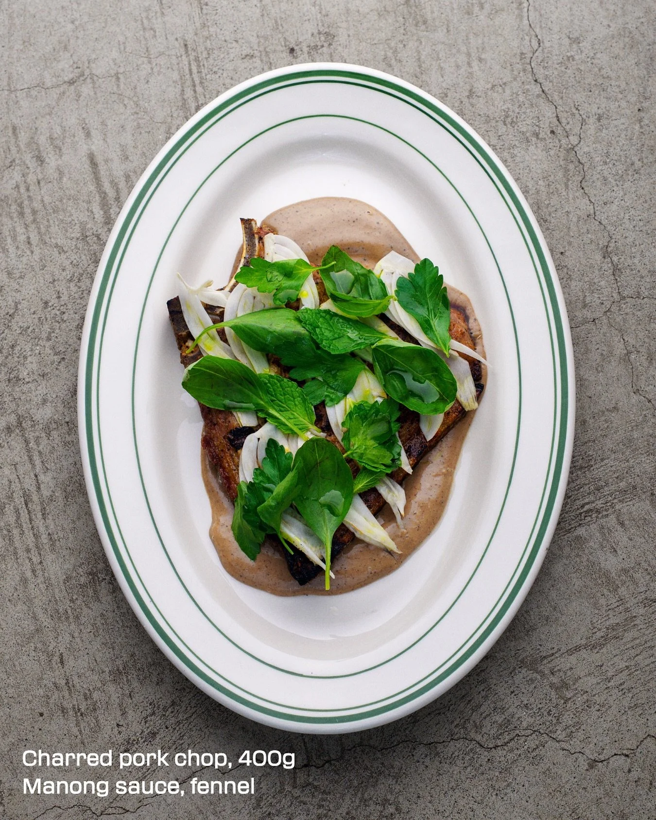 A 400g pork chop kissed by smoke, lifted by Manong sauce and fennel.

It&rsquo;s a rustic and comfort dish with Filipino roots.

#Moreno #MorenoAuckland #NorthShoreEats #NorthShore #FilipinoFood #AucklandEats #MadeForAuckland