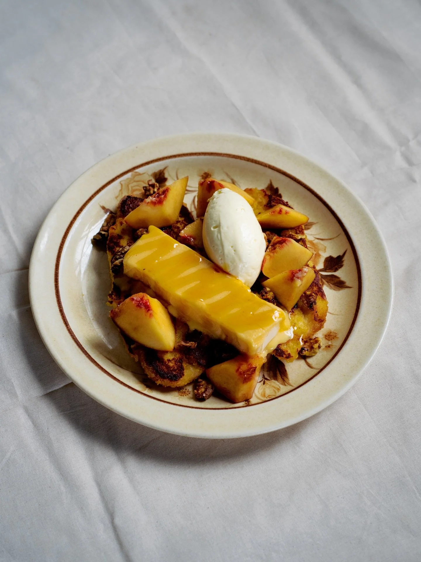 Se&ntilde;orita Toast | sweetcorn sorbetes, stonefruit and candied walnuts