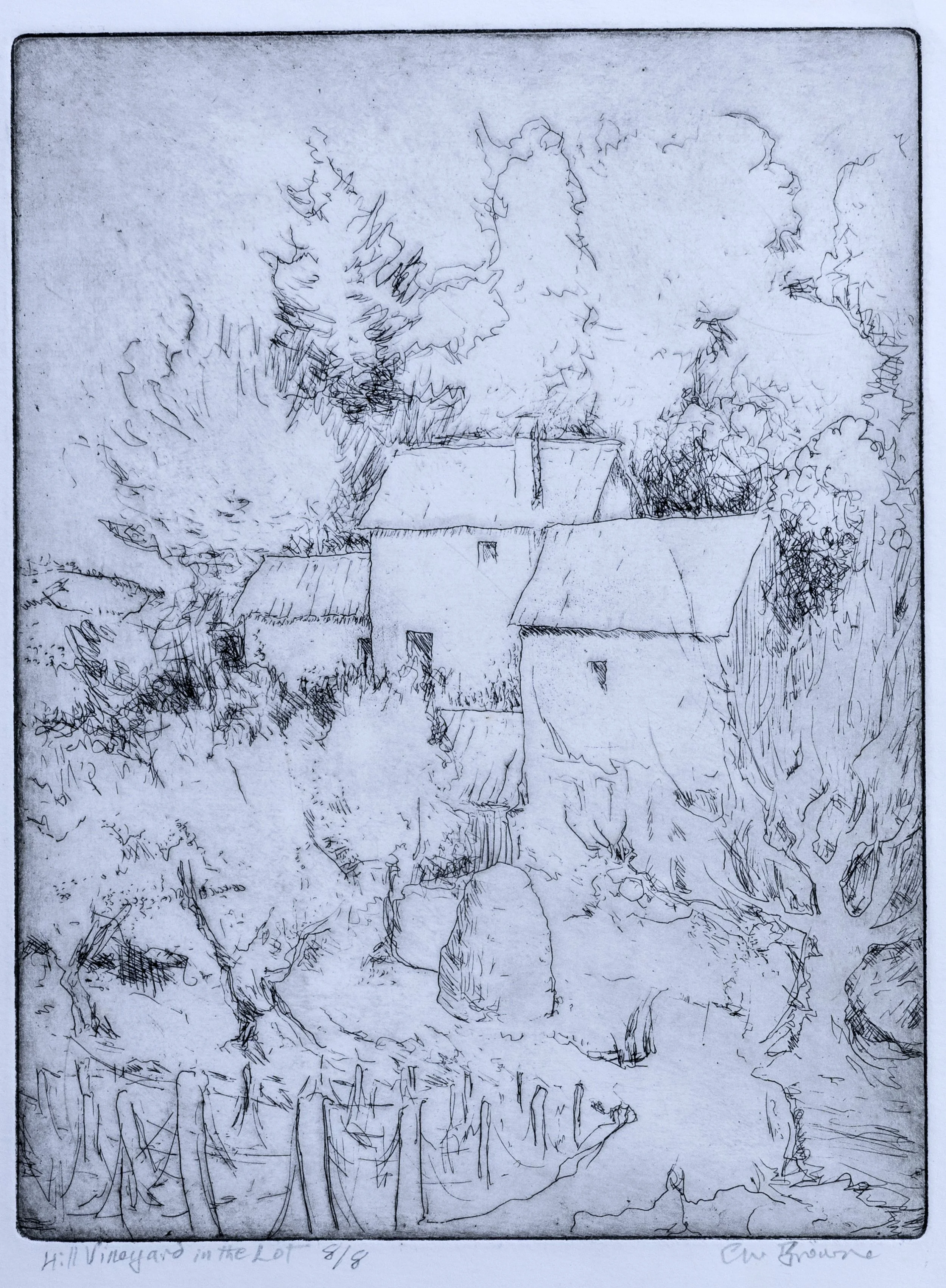 31 : Etching | "Hill Vineyard in the Lot"