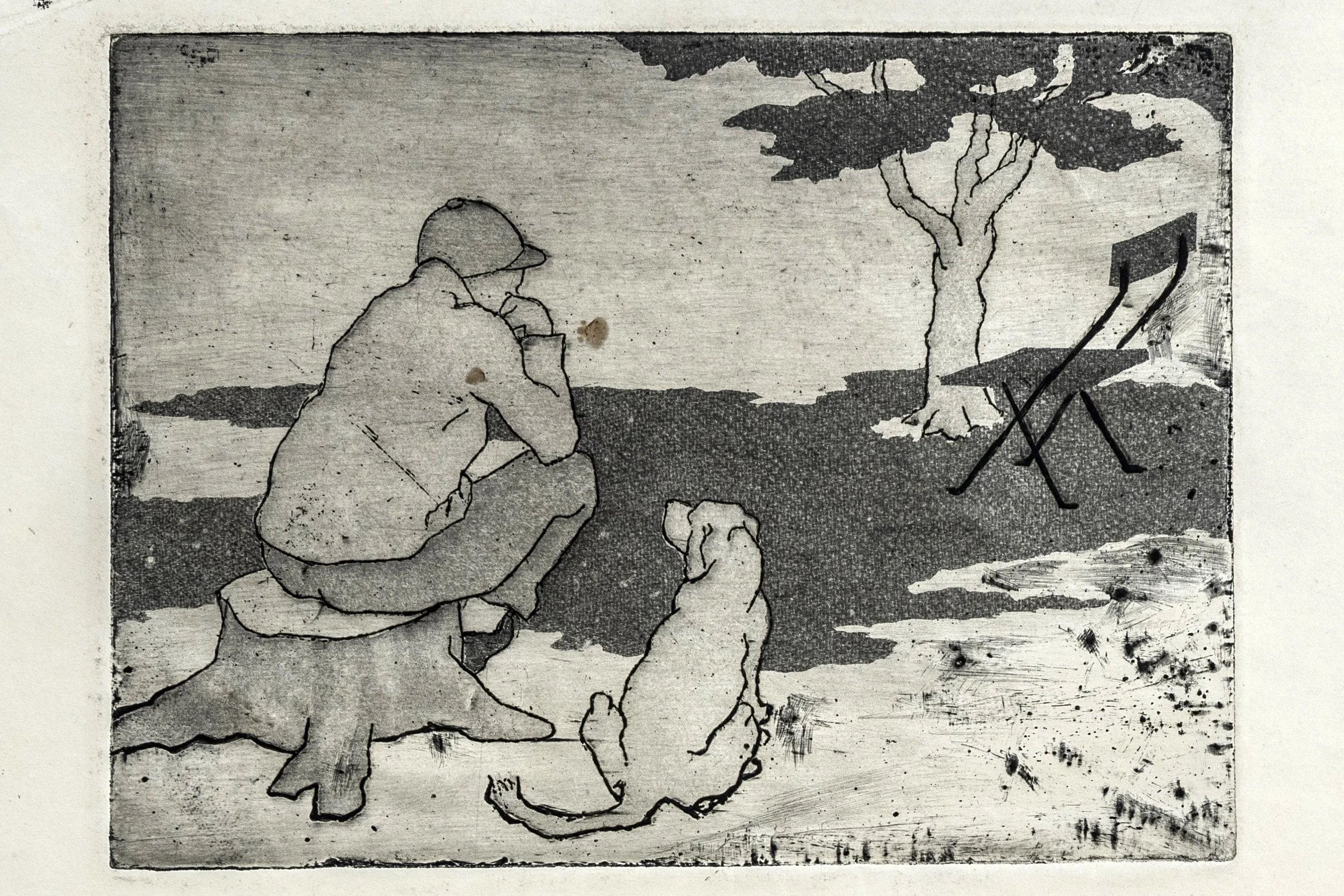 57 : Lithograph | "Man and Dog"