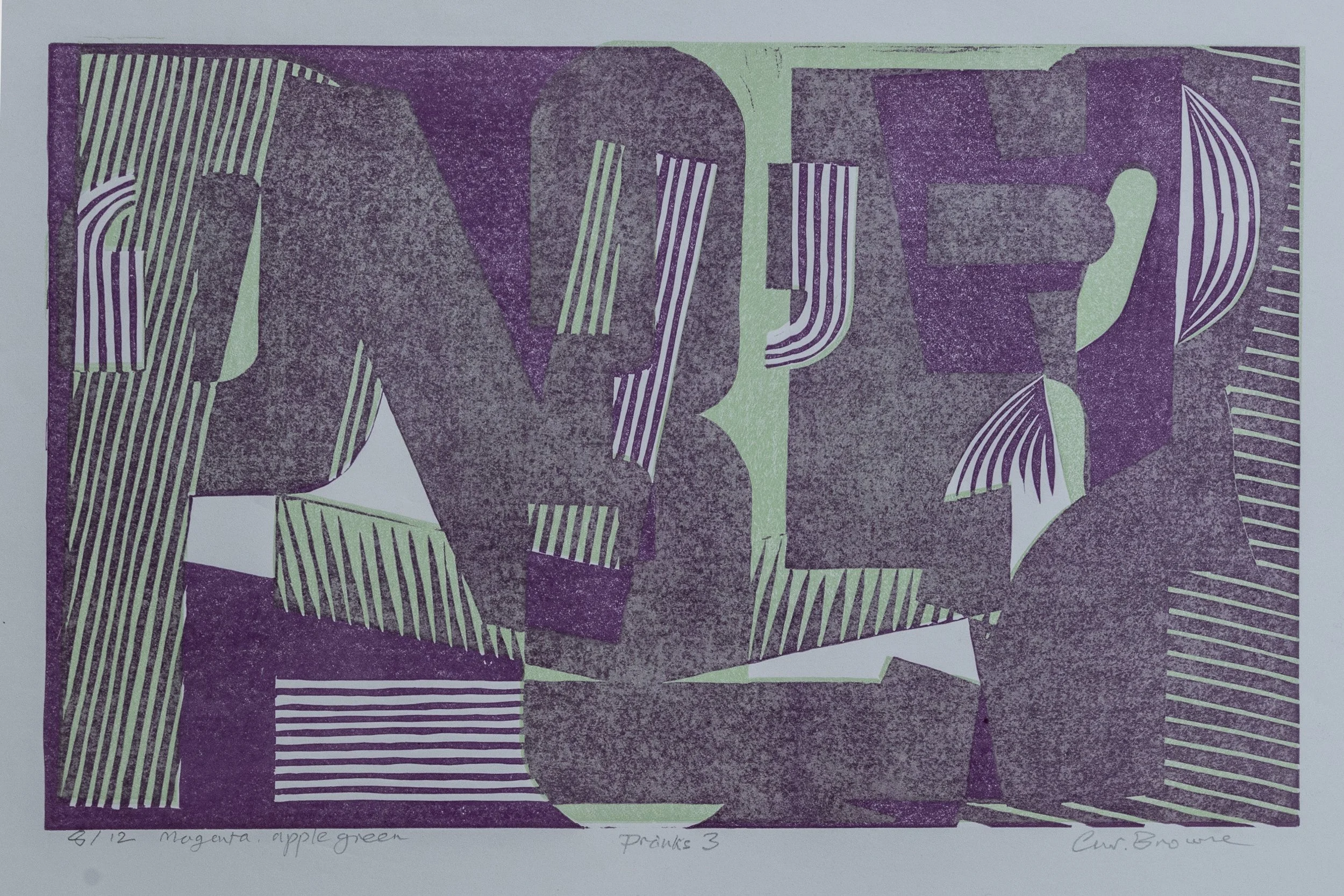 16 : Screenprint | "Pranks 3" in magenta, purple and green