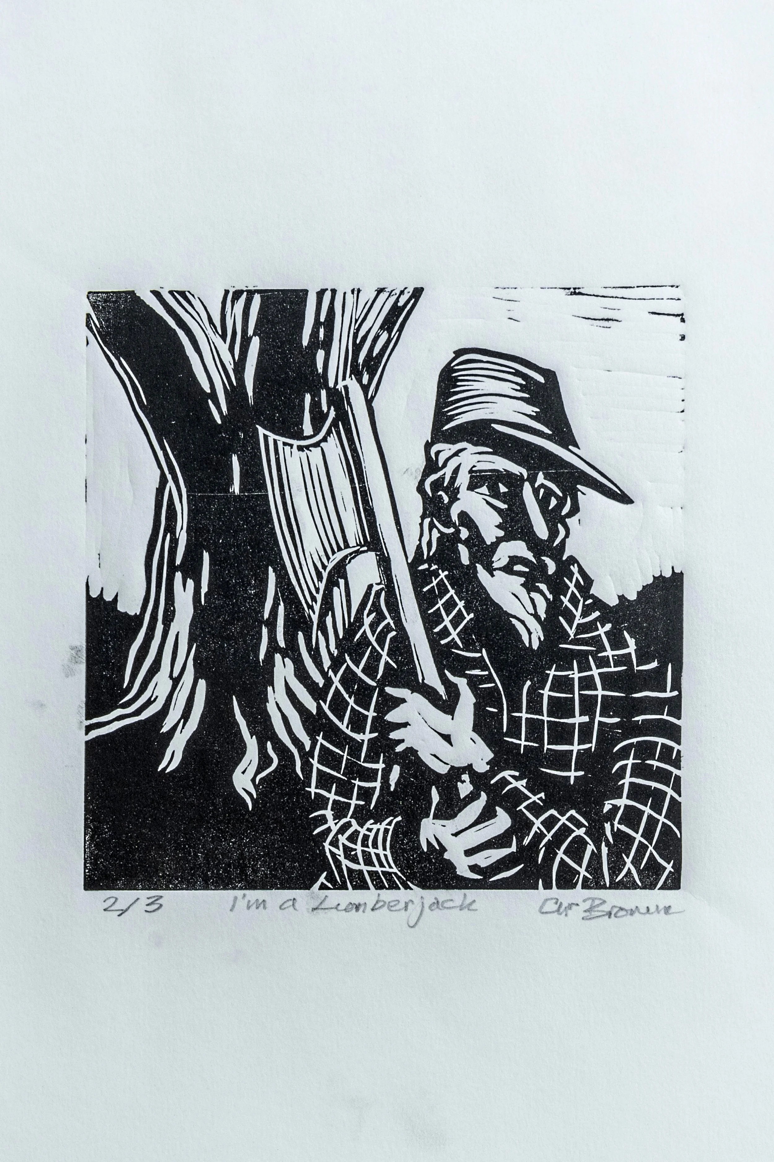54 : Linoprint " "I'm a Lumberjack"