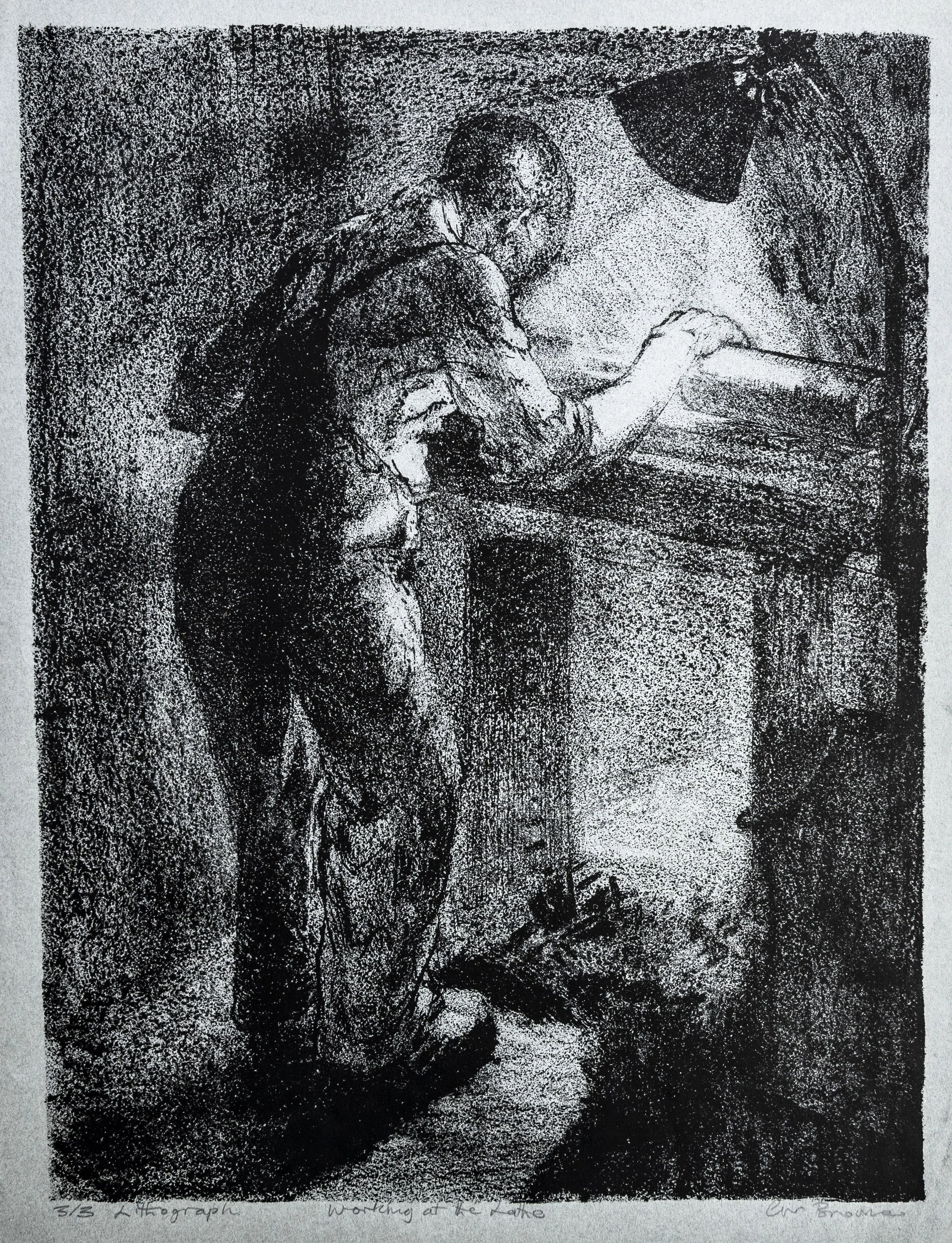 60 : Lithograph | "Working at the Lathe"
