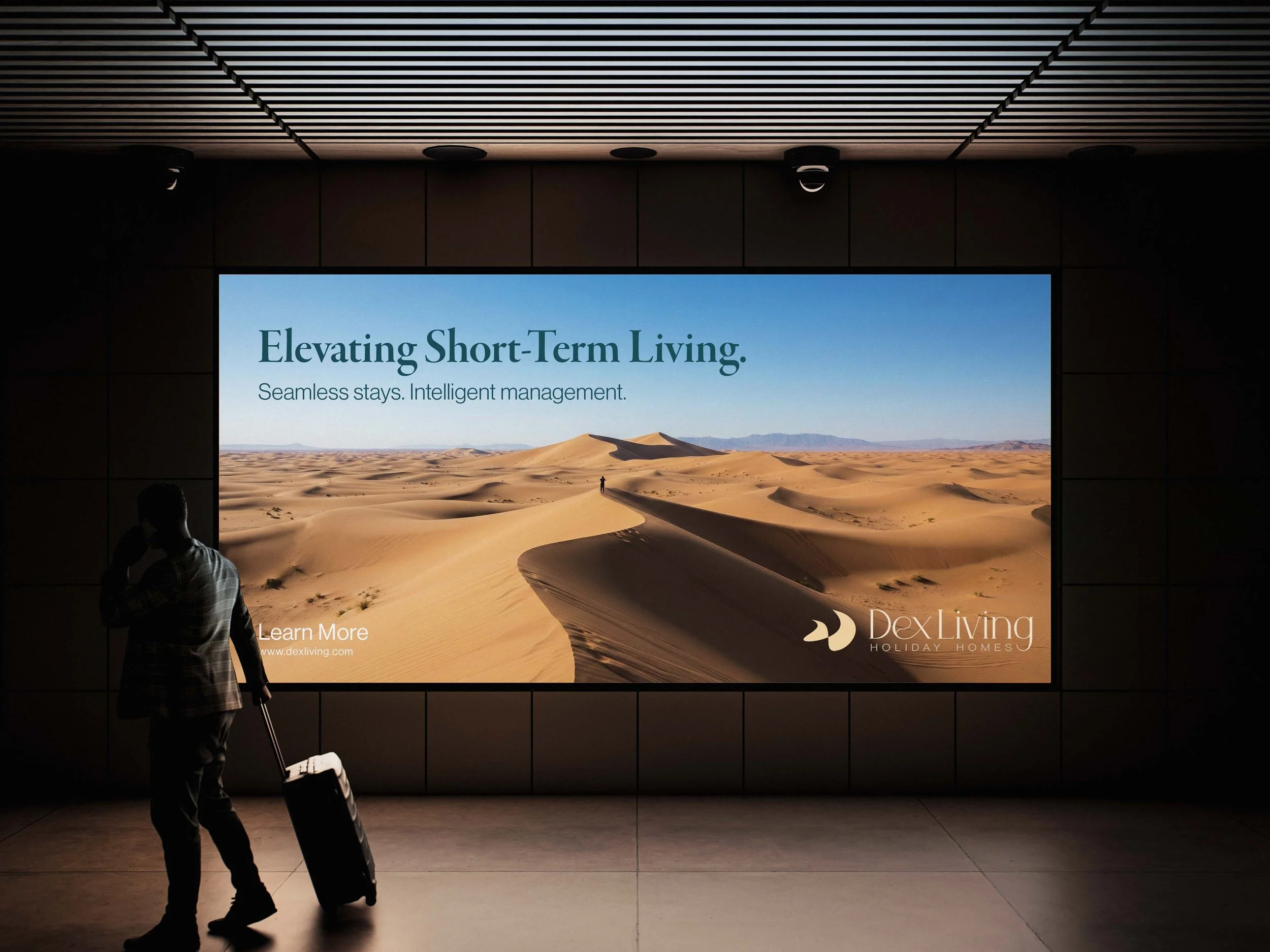 'Dex Living brand identity — logo design for holiday home management company, Dubai