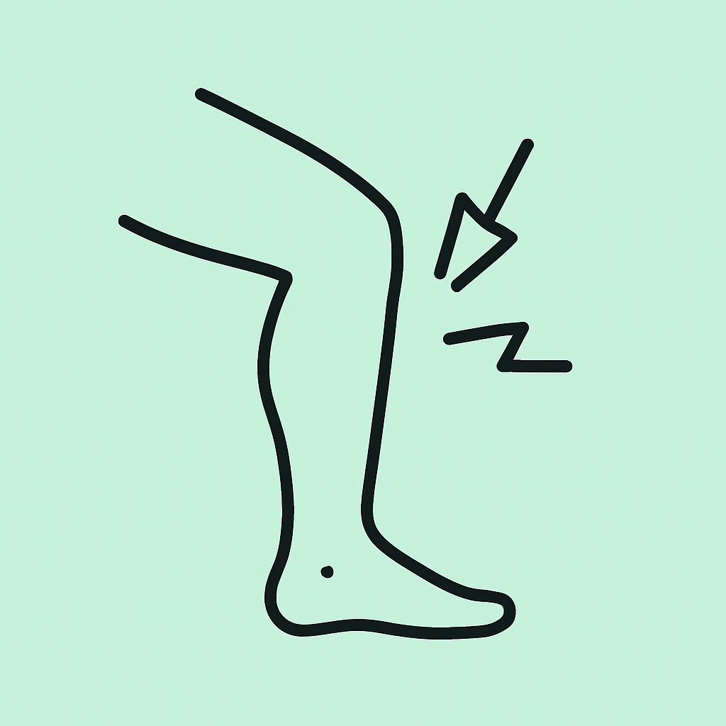 Icon showing knee pain related to running injuries and lower limb biomechanics - treated at Ellerslie Foot & Physio Clinic