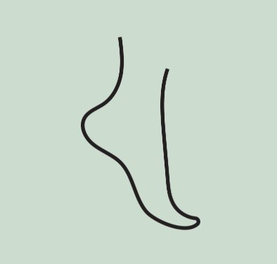 Line drawing of foot highlighting podiatry assessment for joint alignment and lower limb pain