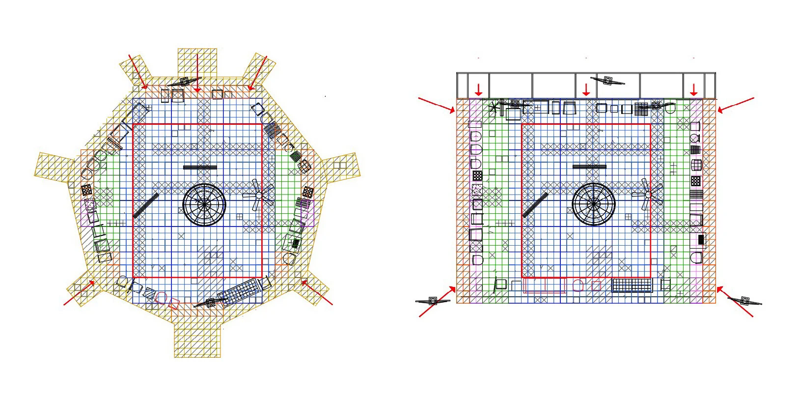 Layouts for Manchester Royal Exchange and Leicester Curve