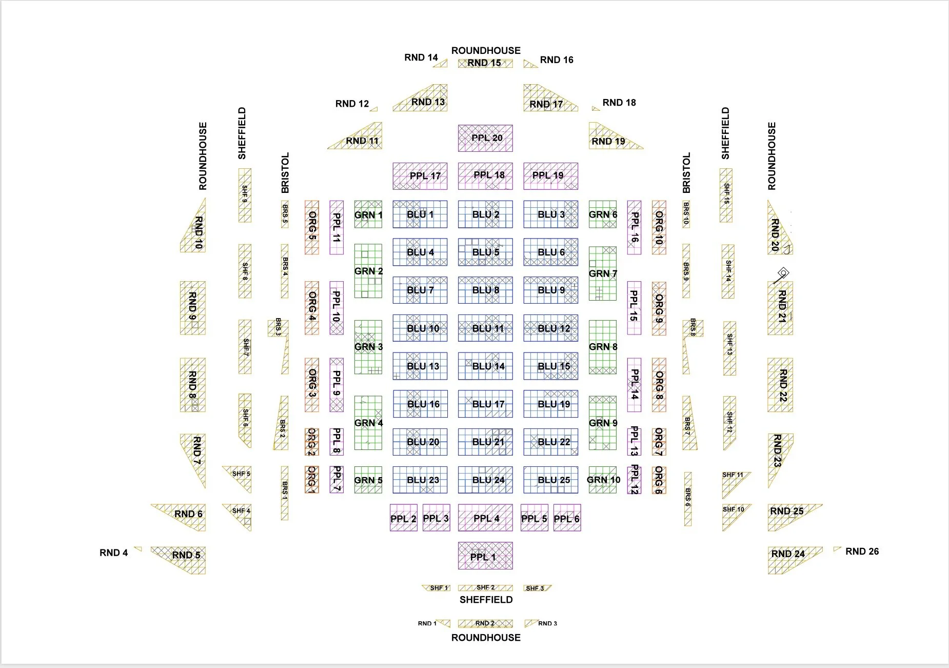 Floor Piece drawing for UK tour to various differing venues.