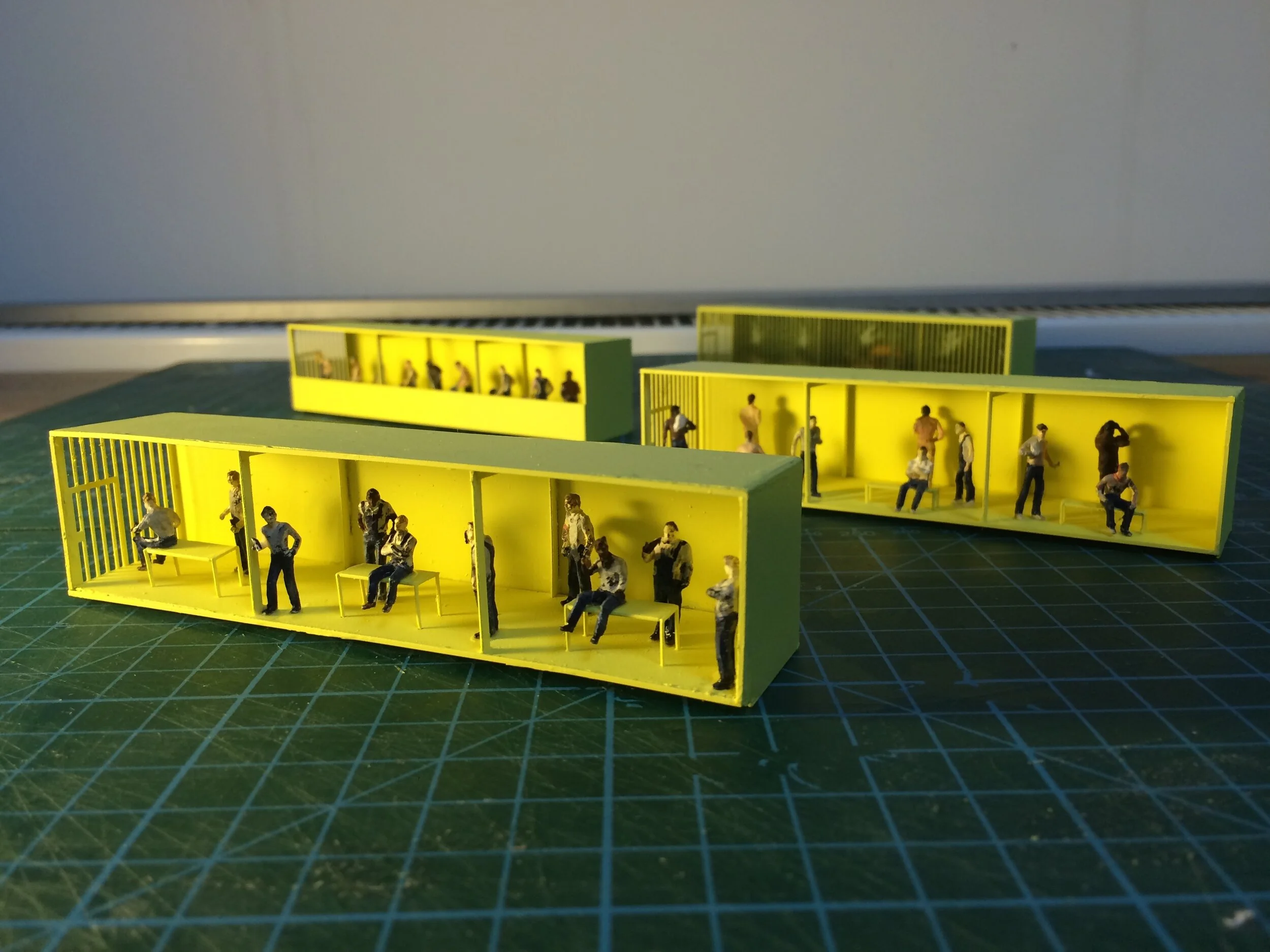 Scale model pieces at 1:110.