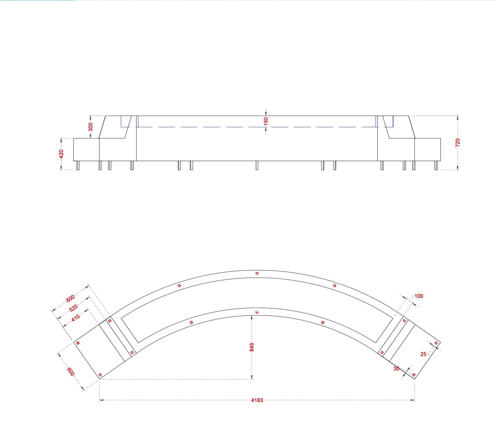 Tech Drawing: Banquette.