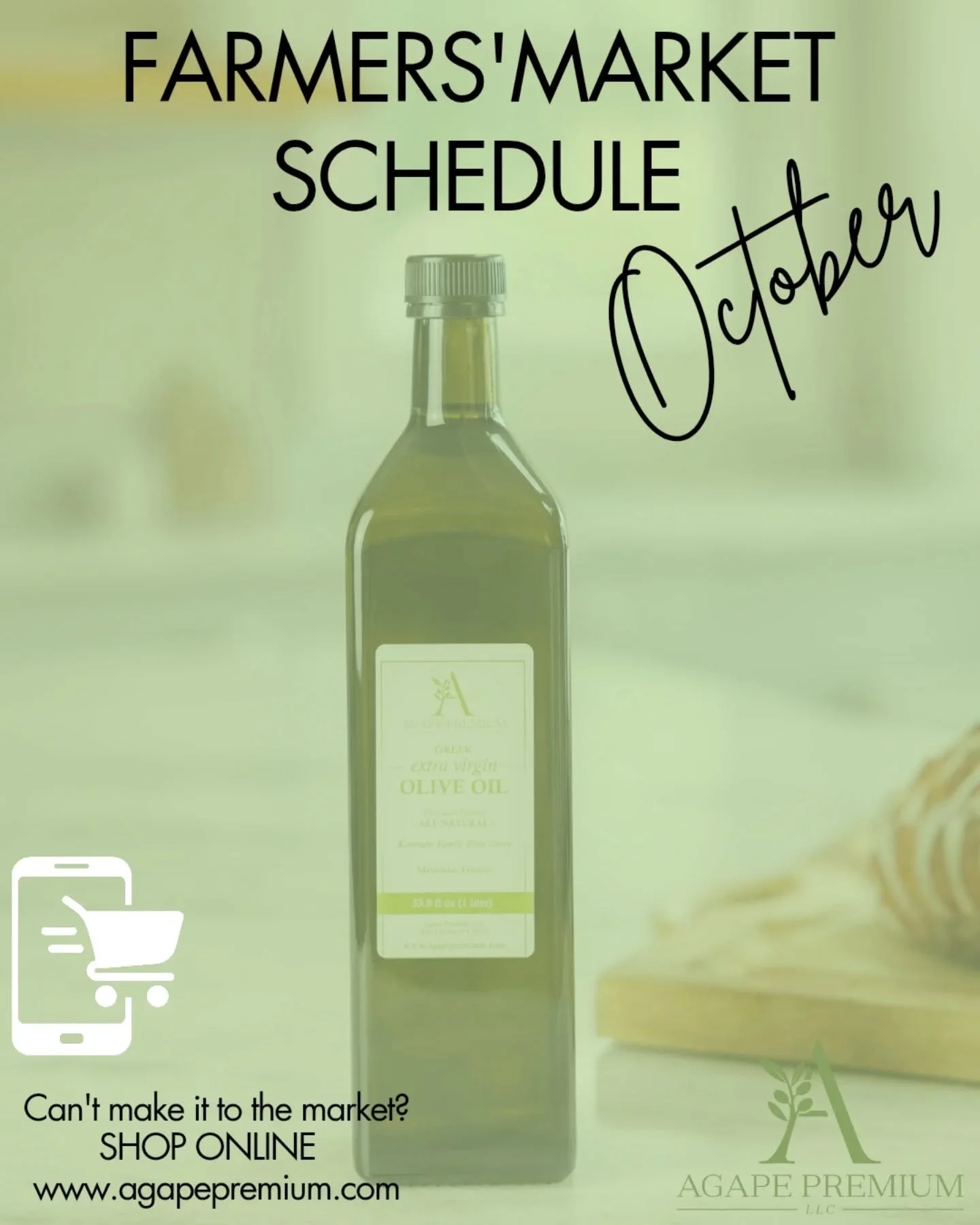 Our October farmers&rsquo; market schedule is here 🫒
We&rsquo;ll be at markets all month long, pouring fresh 🇬🇷 extra virgin olive oil and sharing the flavors we love most.

If you can&rsquo;t make it to the market, you can still SHOP ONLINE at ww