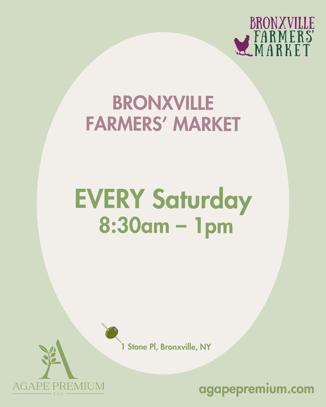 Greek extra virgin olive oil at the Bronxville Farmers Market, Westchester NY. Agape Premium is a dedicated olive oil farmers market vendor, offering single-origin Koroneiki extra virgin olive oil from Greece, known for freshness, flavor, and quality