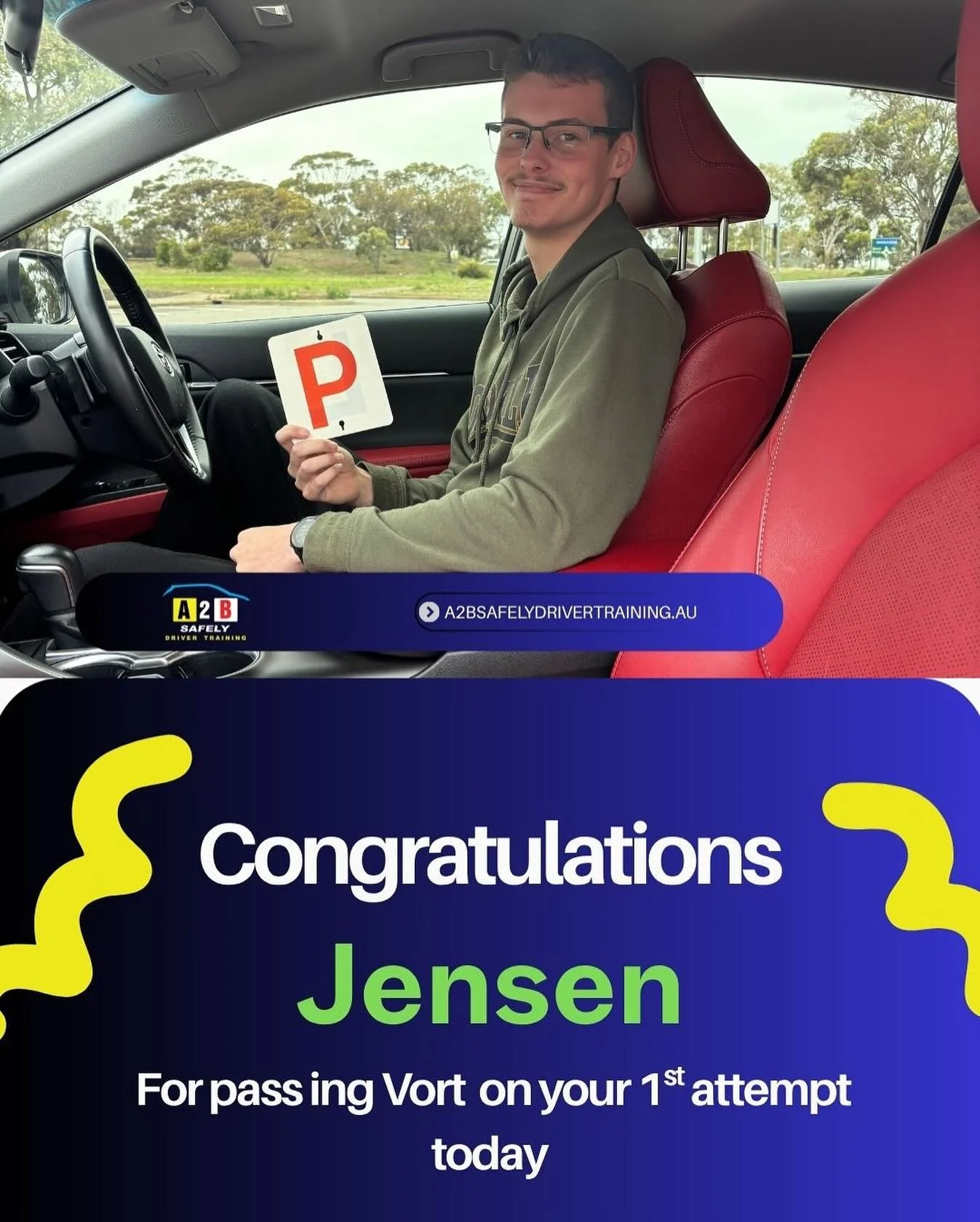 Congratulations Jensen for passing your Vort on the 1st attempt today and successfully completing all your manoeuvres. You are an exceptional young man with the kindest heart and impeccable manners and it was my privilege to guide you on your journey