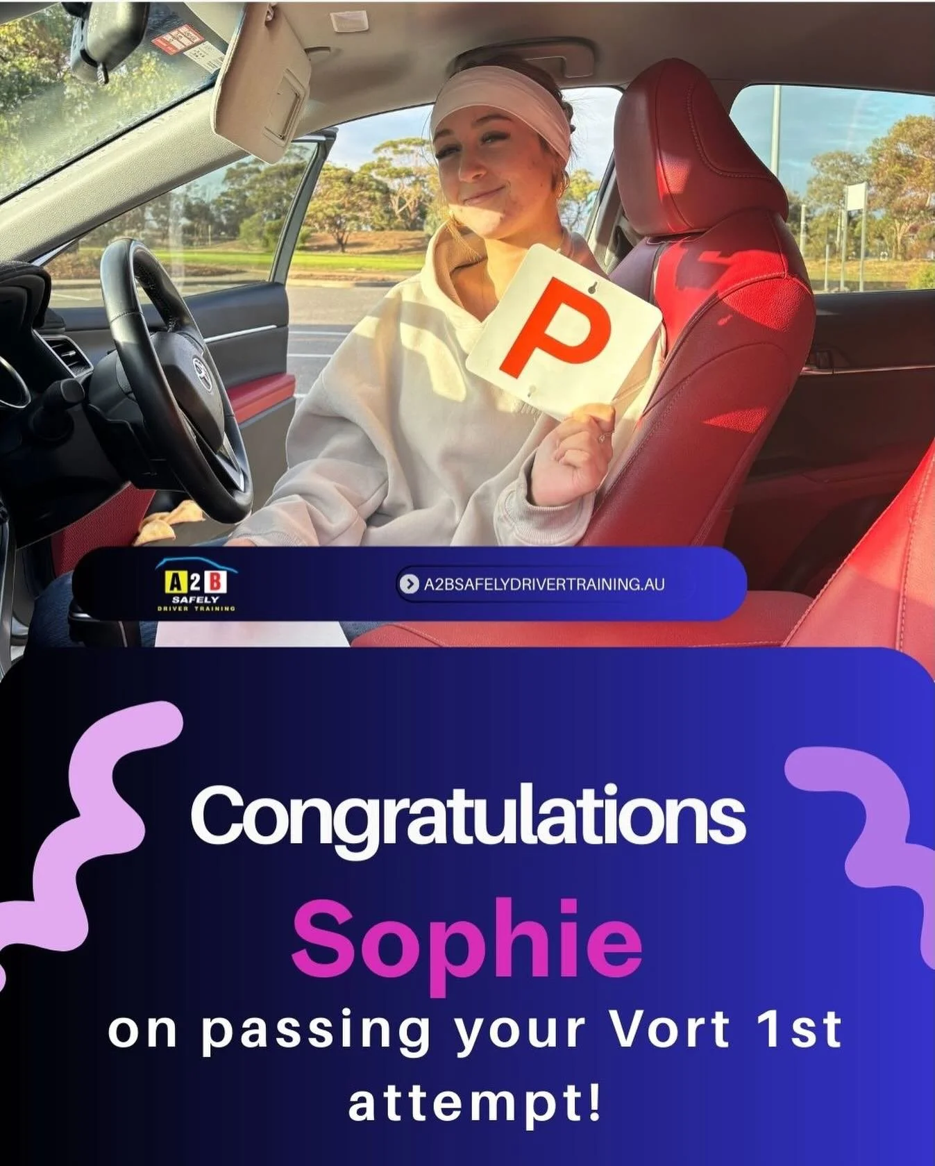 Up before the sun today but this did not deter Sophie one bit to start the day with a positive attitude. 
Congratulations for passing your Vort today on the 1st attempt. 
Your commitment to become a safe and confident driver has been a pleasure to wi