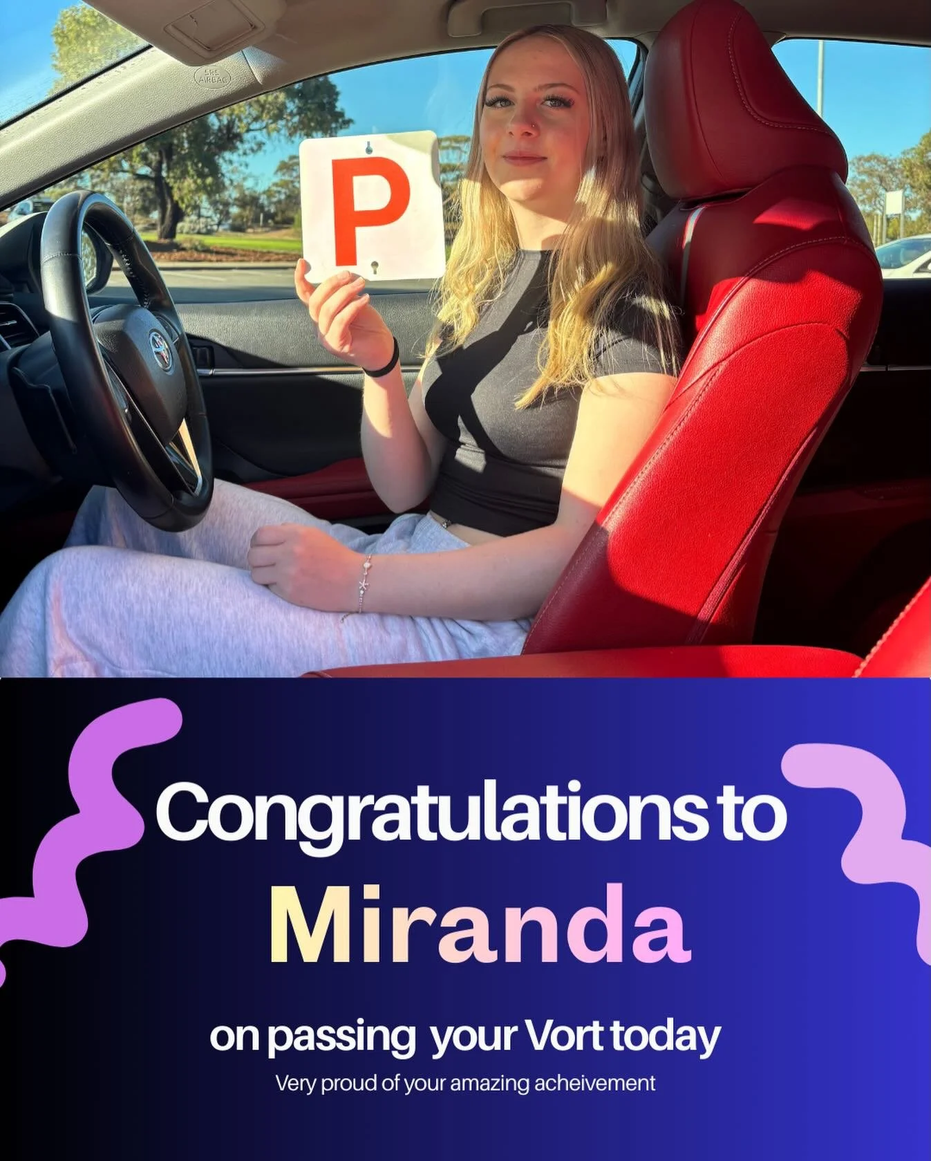 What a fantastic beginning to a fantastic day! Massive congrats to you, Miranda, on conquering your Vort nerves and passing with flying colors! This achievement will definitely make life easier for both you and mum. Best of luck with your future stud