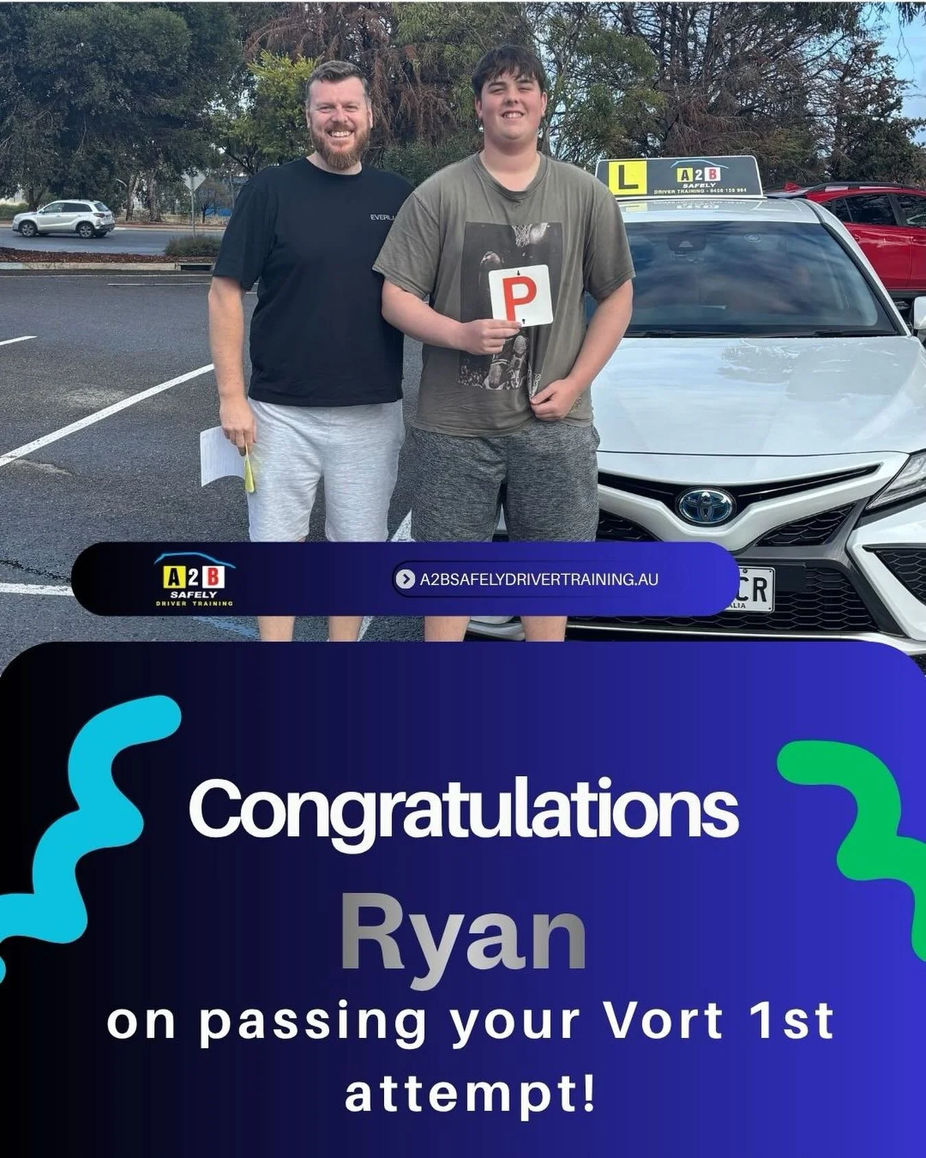 Massive congrats on acing your Vort with a 1st attempt pass today and performing all manoeuvres correctly Ryan! 
Your prior training with Mum and Dad definitely gave you an edge, and it was great to see you showcase your skills. Even the examiner was