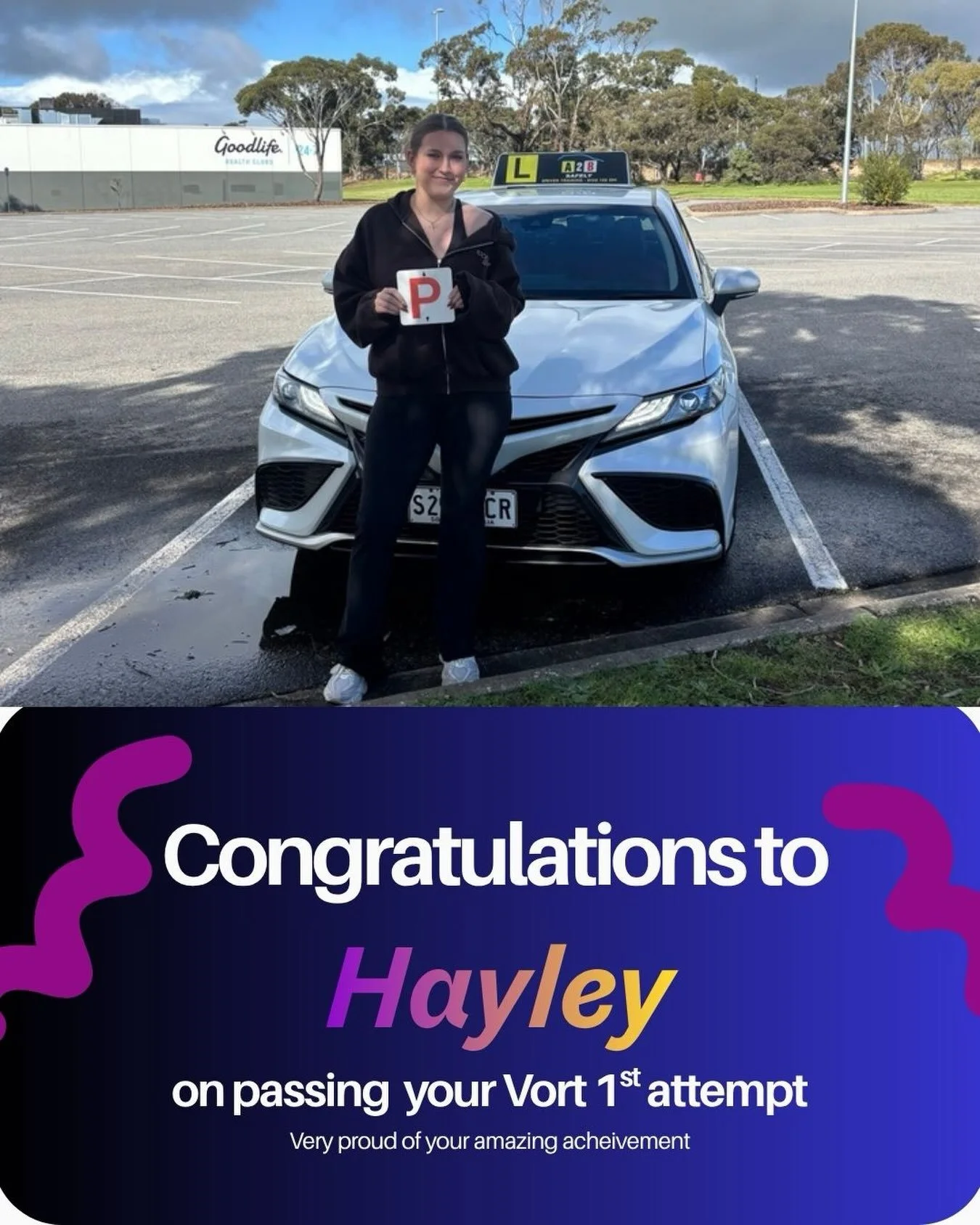 Congratulations Hayley! 🎉 
Hayley passed her Vort on her very 1st attempt with an incredible score, successfully performing all manoeuvres correctly. 
No more relying on public transport or lifts from her parents. Hayley can now enjoy the freedom of
