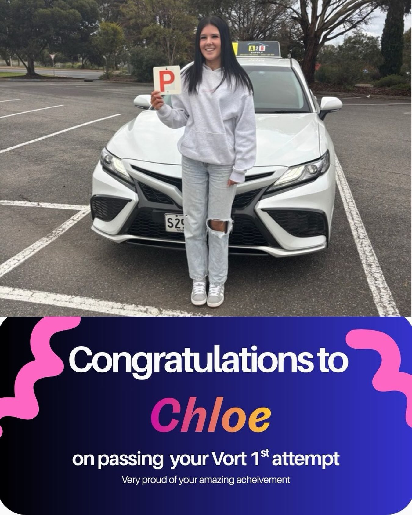 Getting up at the crack of dawn for a warm up lesson before the sun had even risen was no easy feat, but Chloe took on the challenge with a smile and plenty of determination and it all paid off with a 1st time pass on her Vort. 
Finding time for less