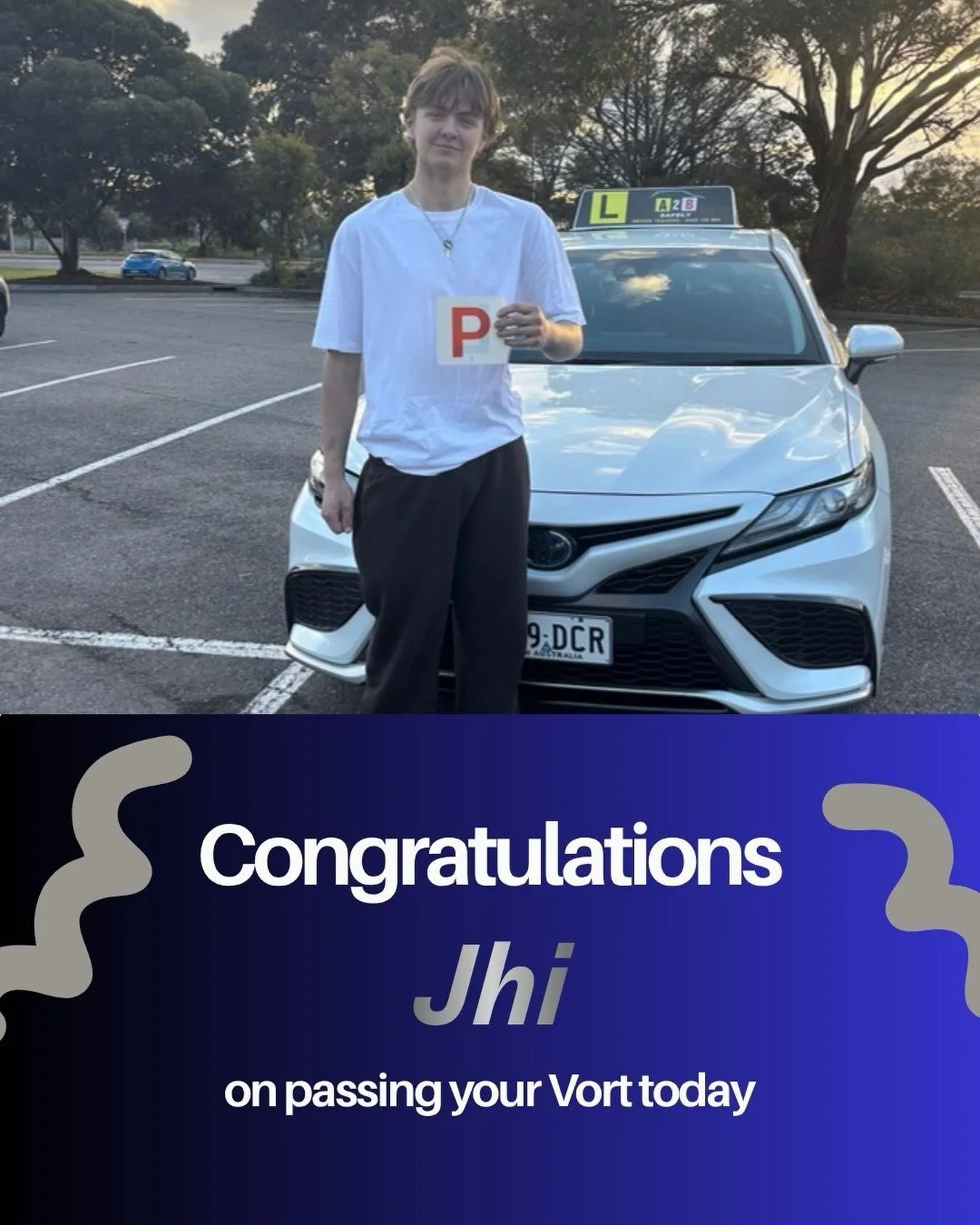 Congratulations Jhi 👏👏👏👏
Jhi passed his Vort and performed all five manoeuvres correctly, an amazing achievement. 
You have worked so hard, balancing an apprenticeship and part time job with driving lessons and practice has not been easy, but you