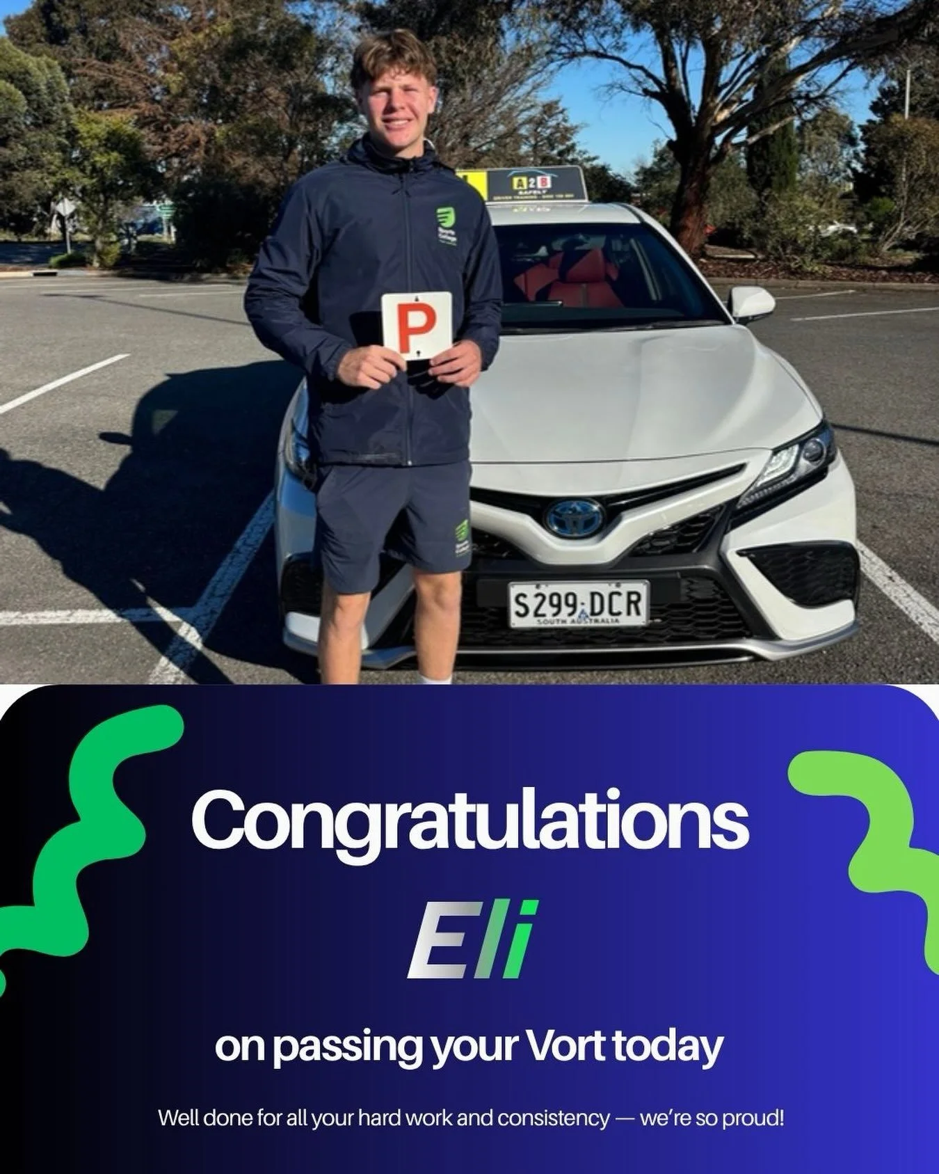 Congratulations Eli.!!!!!
An early start, gorgeous sunrise and clear blue skies were the perfect way to begin your warm up lesson on such a special day. 
Well done for overcoming your test jitters and passing your Vort on the 1st attempt with an amaz