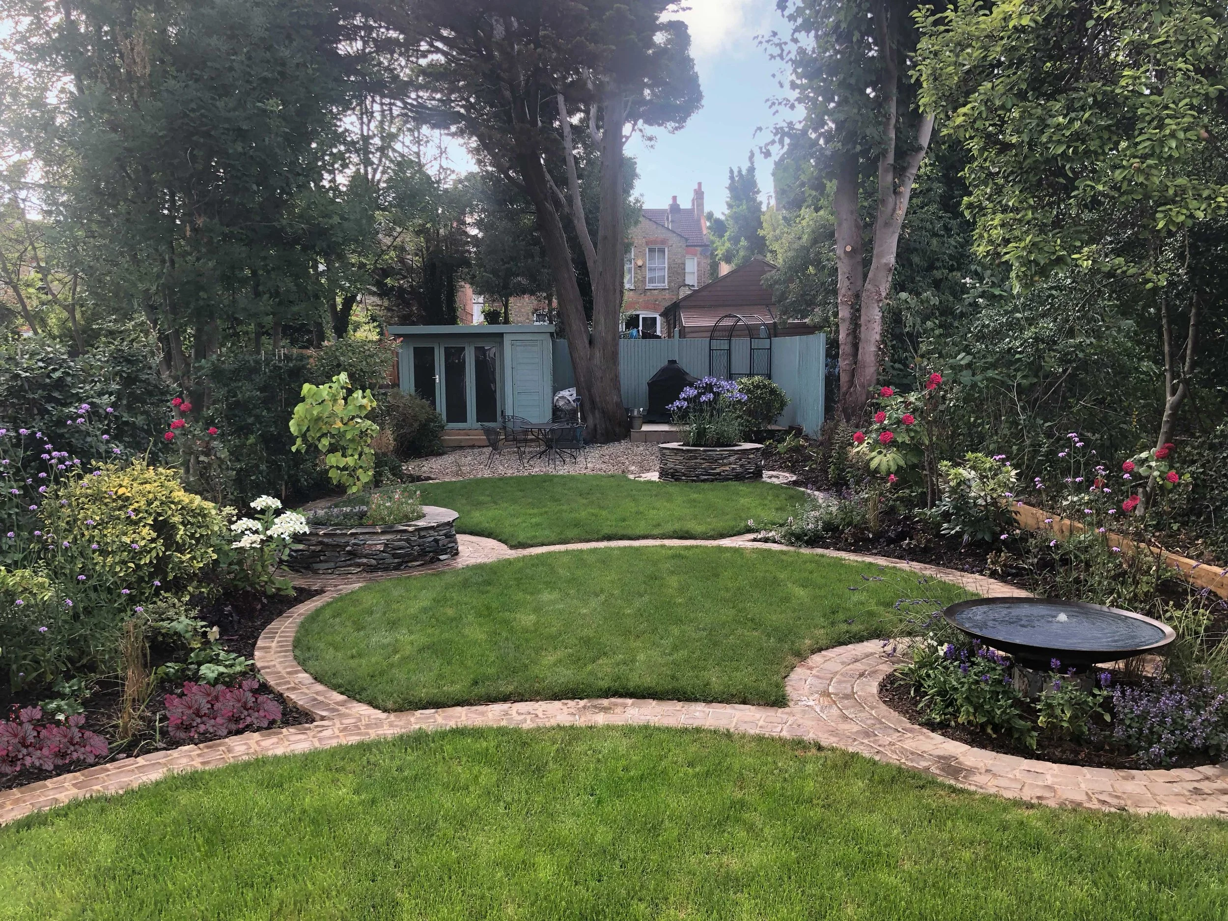 View of garden design feature areas