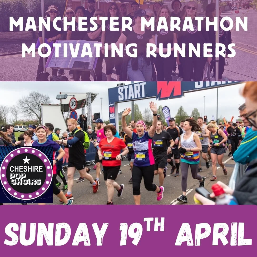 🎶🏃&zwj;♂️ We&rsquo;re ready to bring the energy! 🏃&zwj;♀️🎶

Cheshire Pop Choirs will be out in full voice at the Manchester Marathon TOMORROW (Sunday 19th April), cheering on all the incredible runners! 💪✨

You&rsquo;ll find us just after mile 1