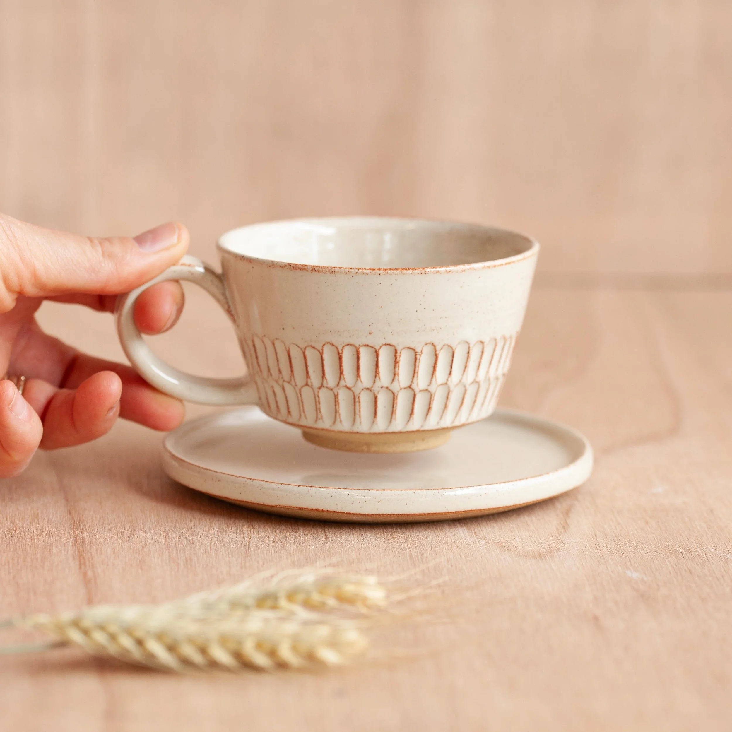 Busy behind the scenes updating the website and uploading new stock&hellip; but for now, here&rsquo;s a little preview of one of the teacups that will soon be available. 
A small confession: I didn&rsquo;t make saucers for every cup. This batch began