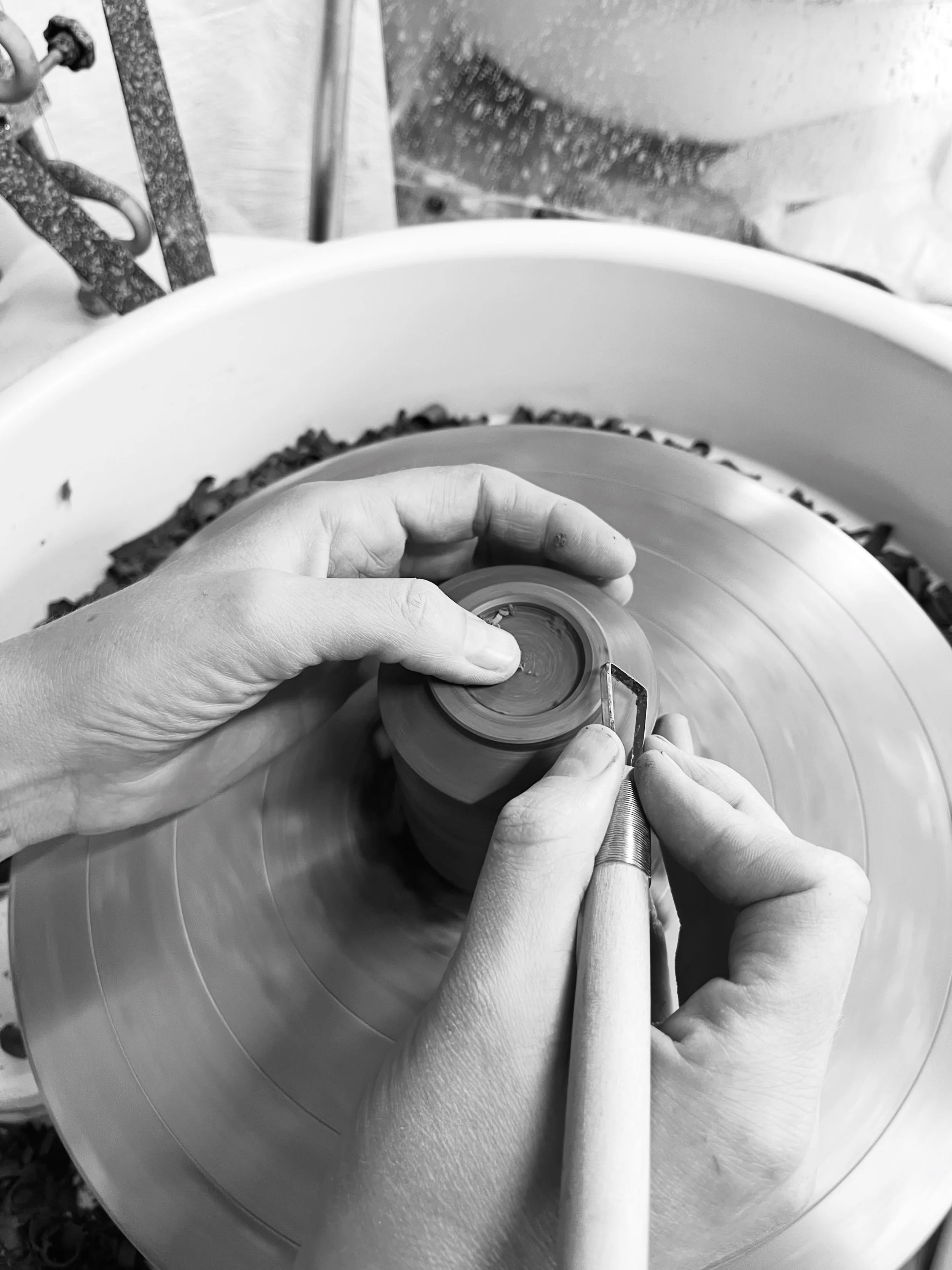 Trimming feet on cups takes time and a steady hand. 
I don&rsquo;t use anything too fancy, just loop tools from @bathpotterssupplies. 
I might sharpen them once in a while with my old jewellers files
 &hellip; did I tell you I was once a fine jewelle