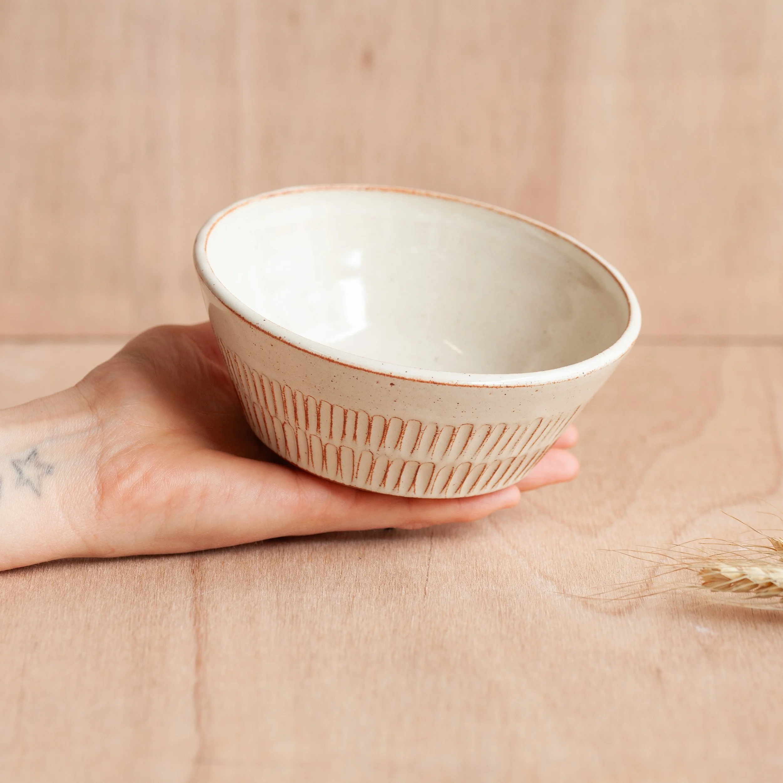 Carved Cereal Bowl III