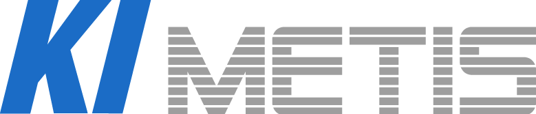 KIMETIS Logo mit blauem „KI“ und grauer „METIS“-Schrift auf weißem Hintergrund.