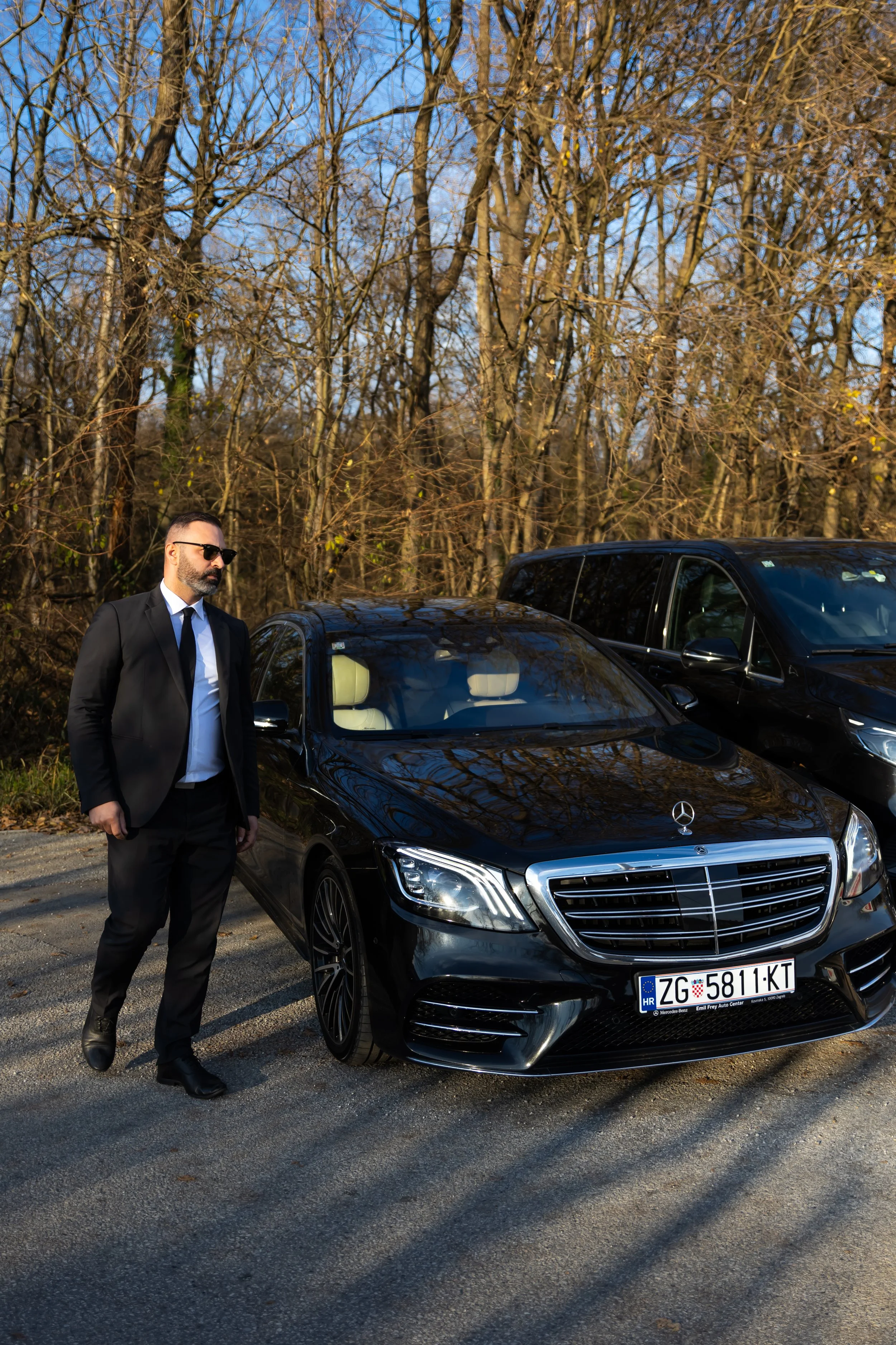 Luxury private transfer driving along the scenic coast towards Labin and Rabac tourist resorts.