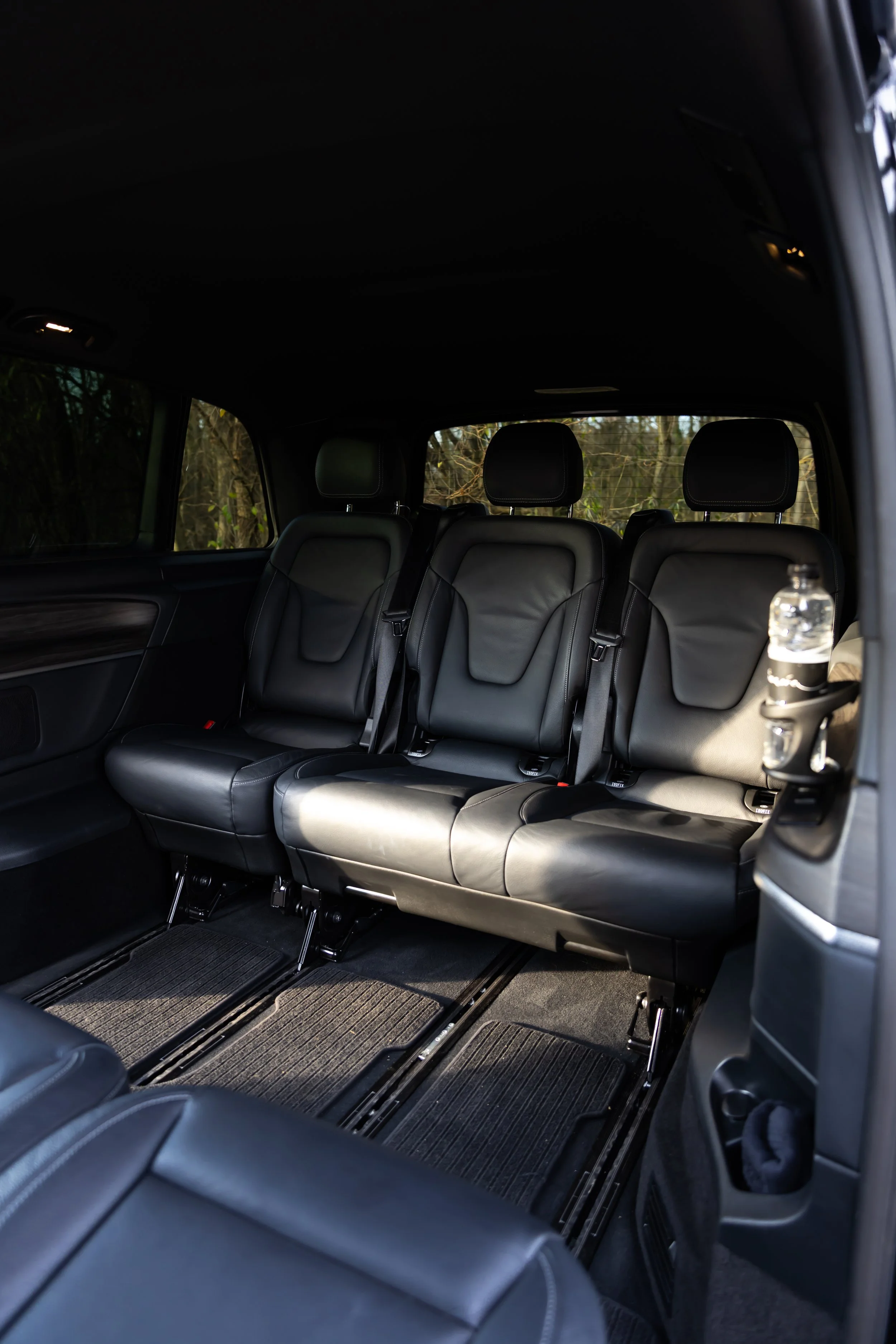 Experience the ultimate freedom of movement in our Mercedes V-Class, offering expansive legroom and a massive luggage area designed for maximum group comfort.