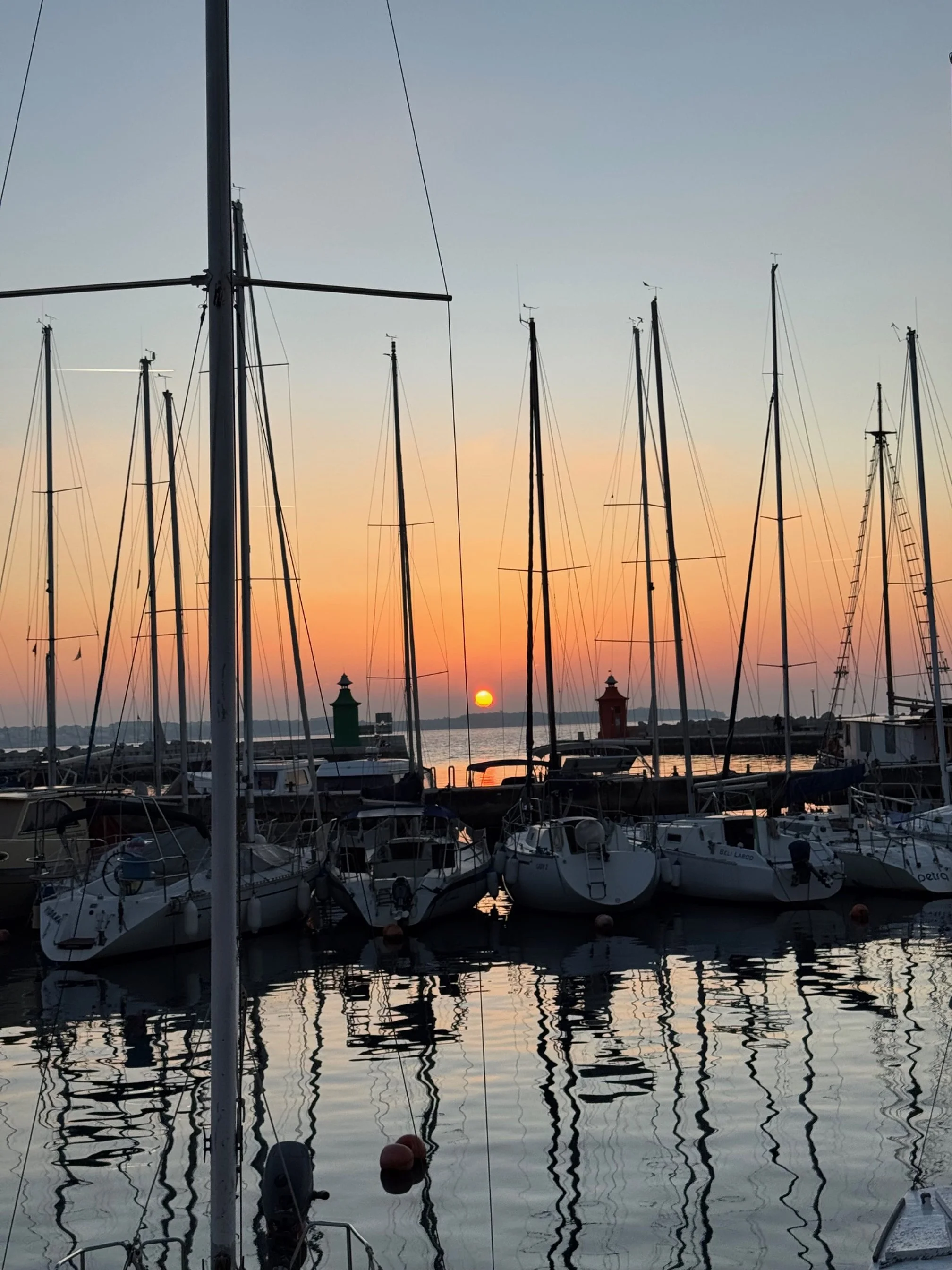 Romantic sunset boat ride on the Adriatic Sea in Istria.