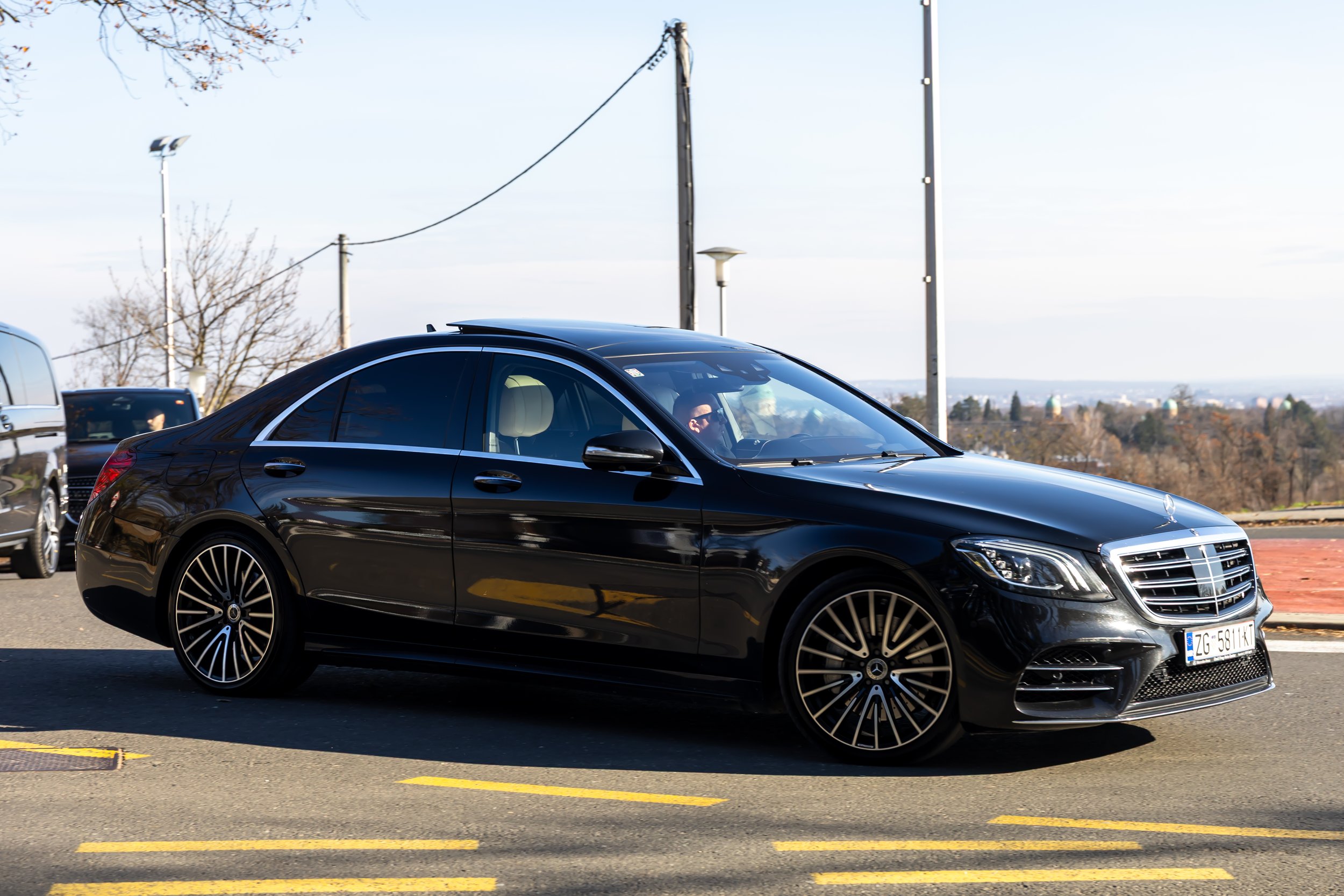 Premium leather interior and spacious legroom inside an executive Mercedes van used for comfortable cross-border private drives from Venice to Croatia