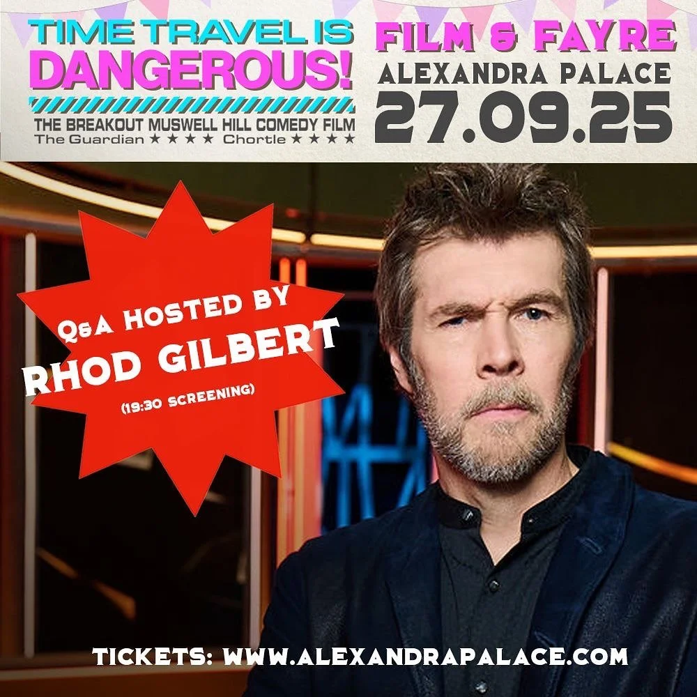 So excited to have comedy legend @rhodgilbert hosting the evening Q&amp;A at the &lsquo;Time Travel is Dangerous&rsquo; Film and Fayre event this Saturday - it&rsquo;s going be a blast!

Screening time: 7:30 pm 27th Sept
All day Fayre: from 1pm, stal
