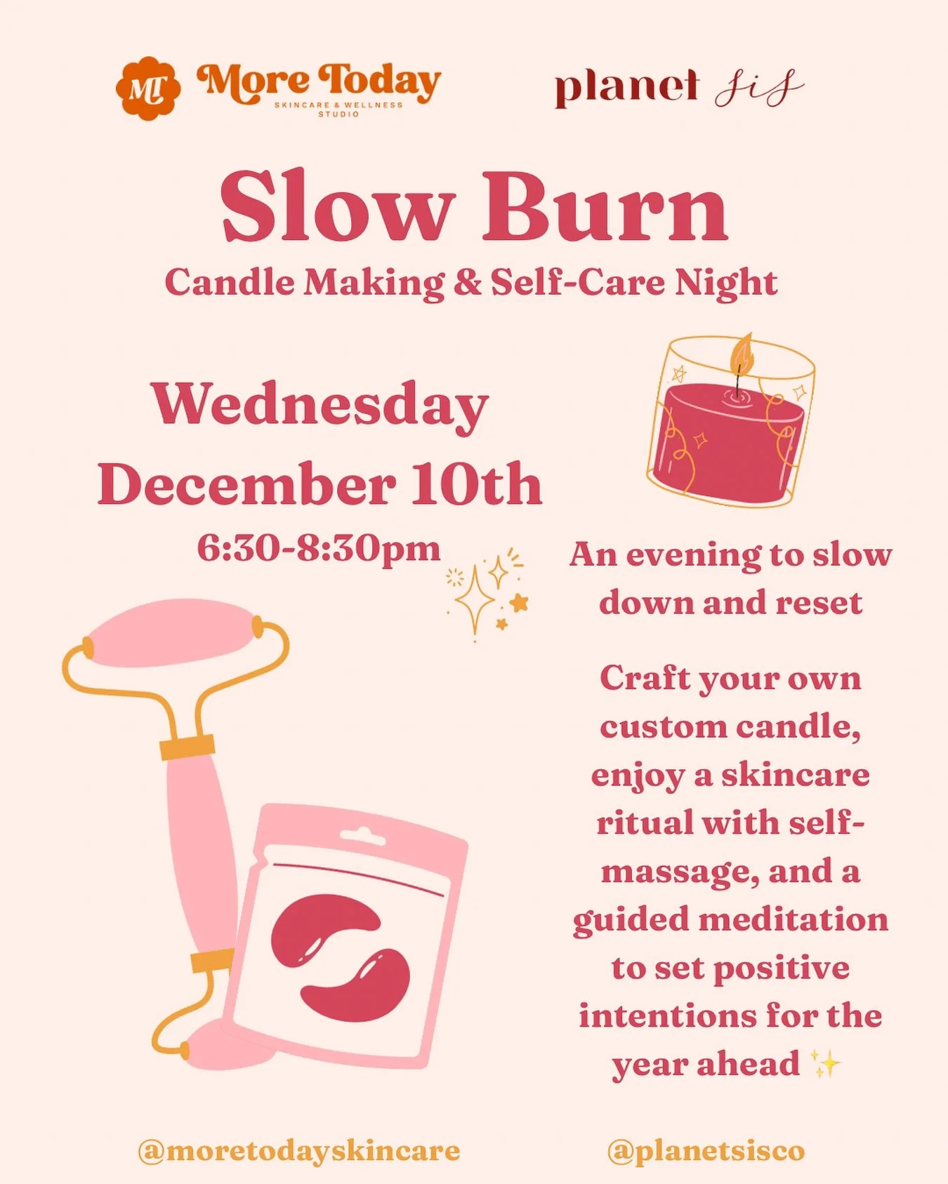 Slow down and recharge with us 🕯️✨

We&rsquo;re so excited to announce this!! Join @planetsis and @moretodayskincare for a cozy evening dedicated to you.

Here&rsquo;s what we have planned for you:

✨ A step-by-step candle pouring session with Plane