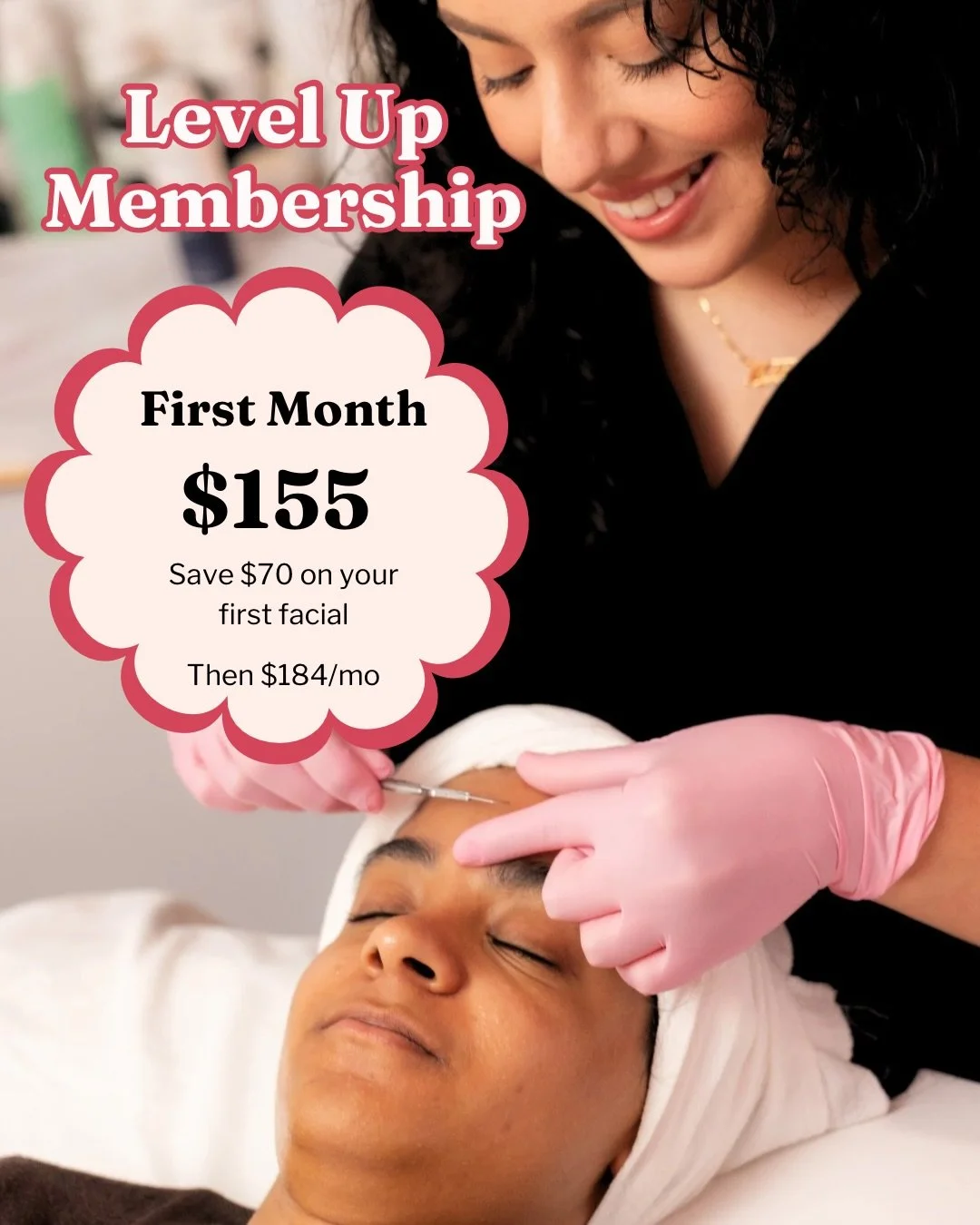 Hi beautiful clients! Becca here! 💜

I wanted to let you know about a special offer for our Level Up Membership this month.

One of my favorite things about the monthly membership is seeing your confidence grow when you commit to monthly skin treatm