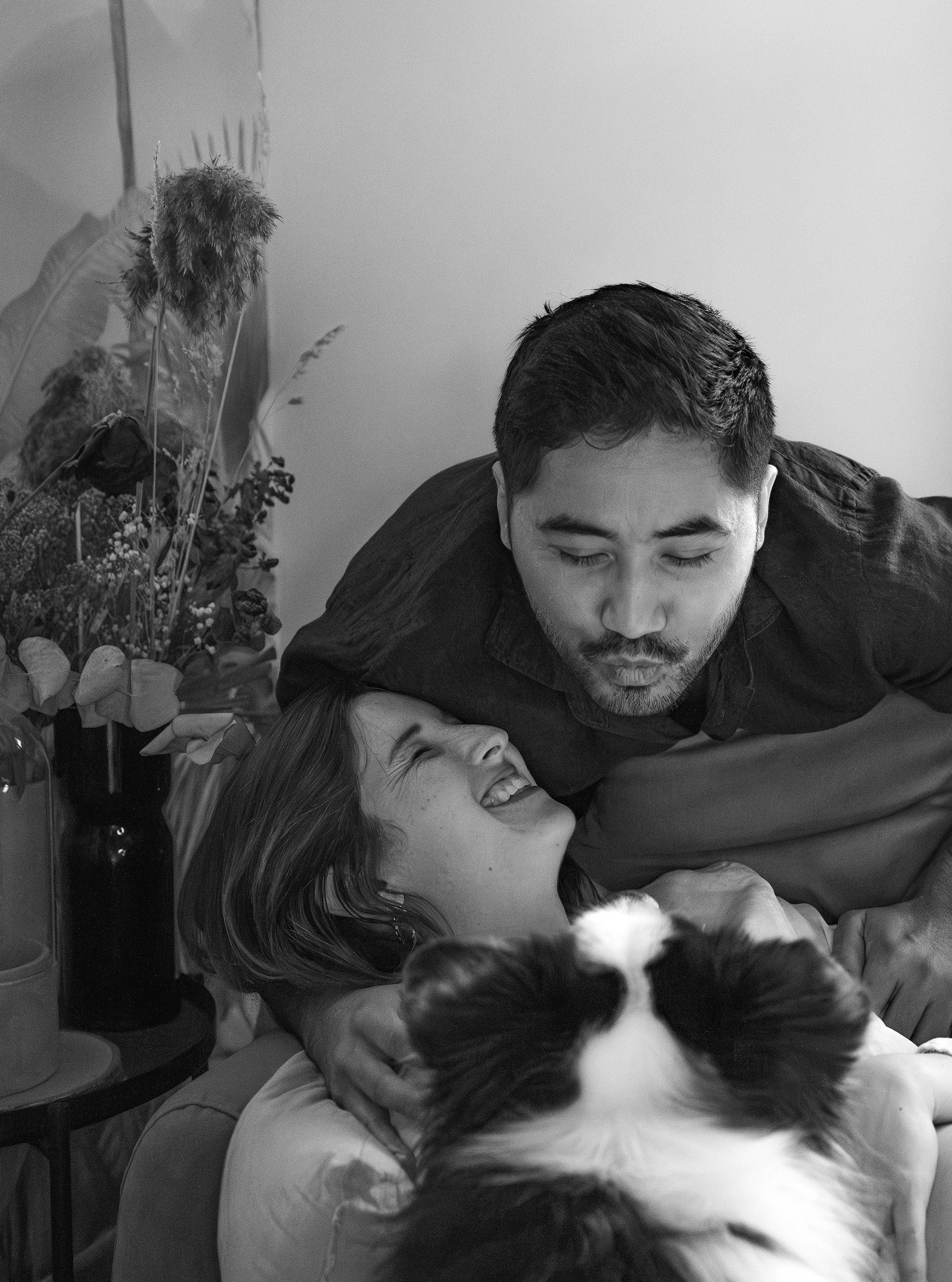 Shooting couple en noir et blanc