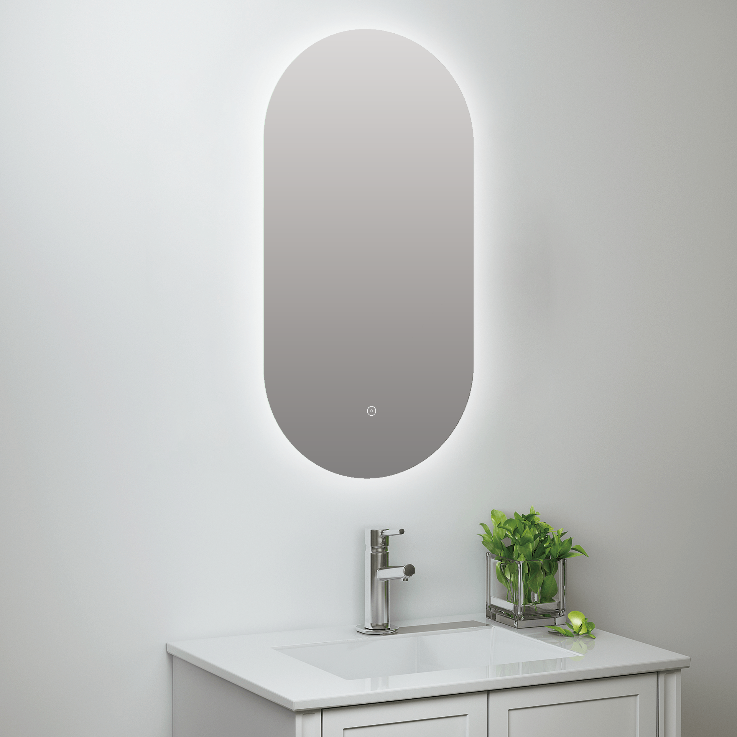 Raffy Oval Backlit LED Touch Mirror w. Demist 400x800x30mm — Westfield ...