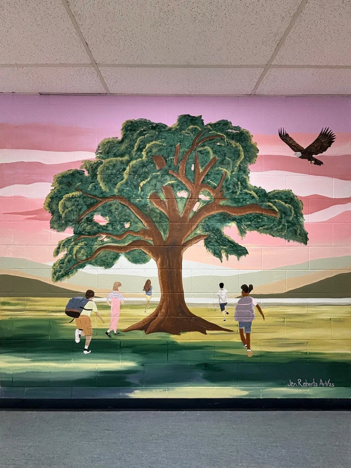 Indoor feature wall at École Agnes Davidson School