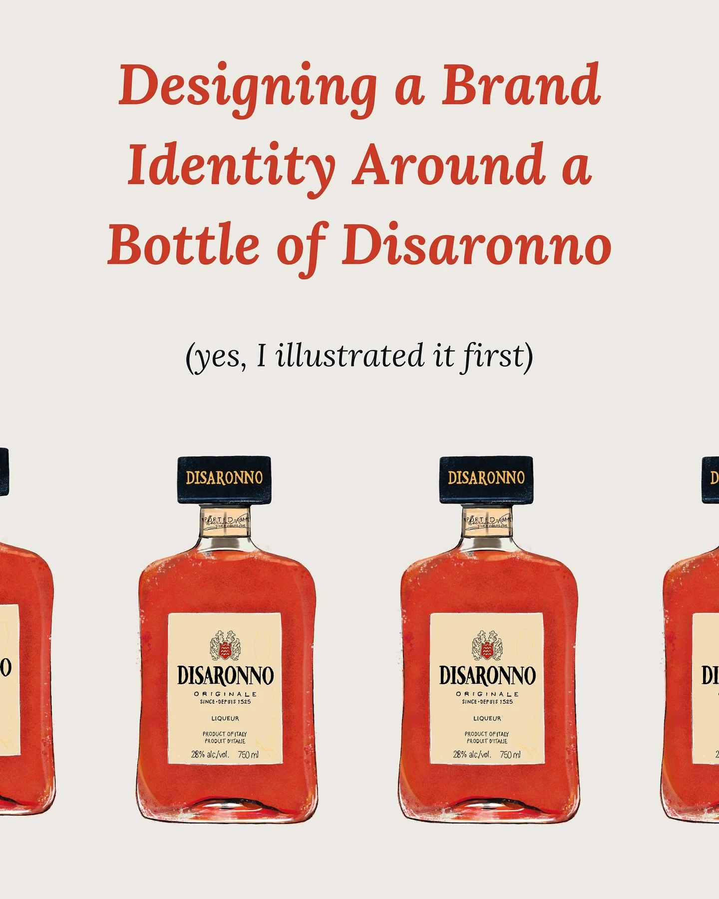 This Disaronno bottle illustration sat forgotten about on my files until I went freelance and rediscovered it. Seeing it again reminded me how much I love experimenting with different styles and pushing creative boundaries. 

From a simple sketch to 