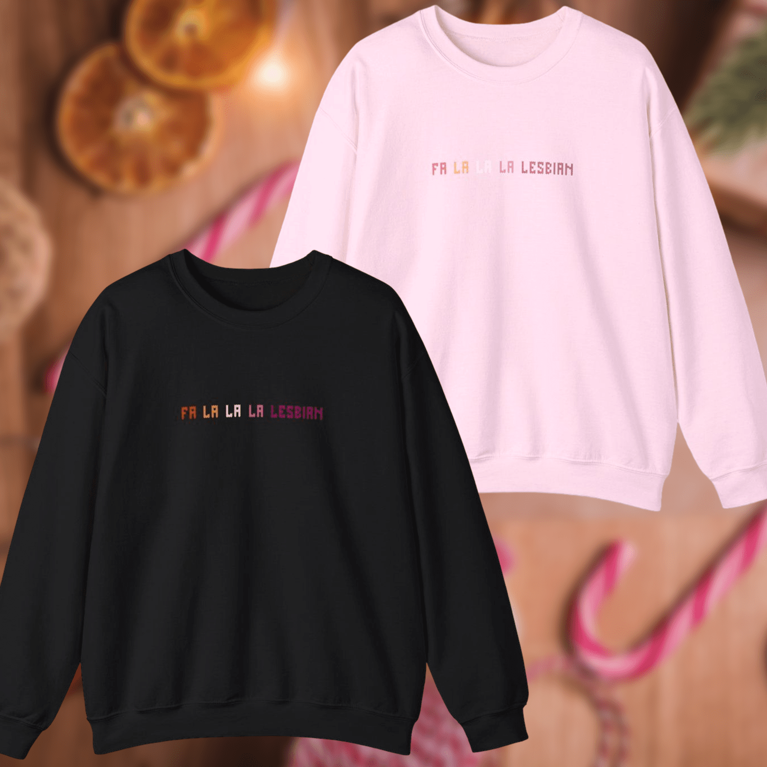 Fa La La La Lesbian Minimalist Christmas Sweater Ugly Queer