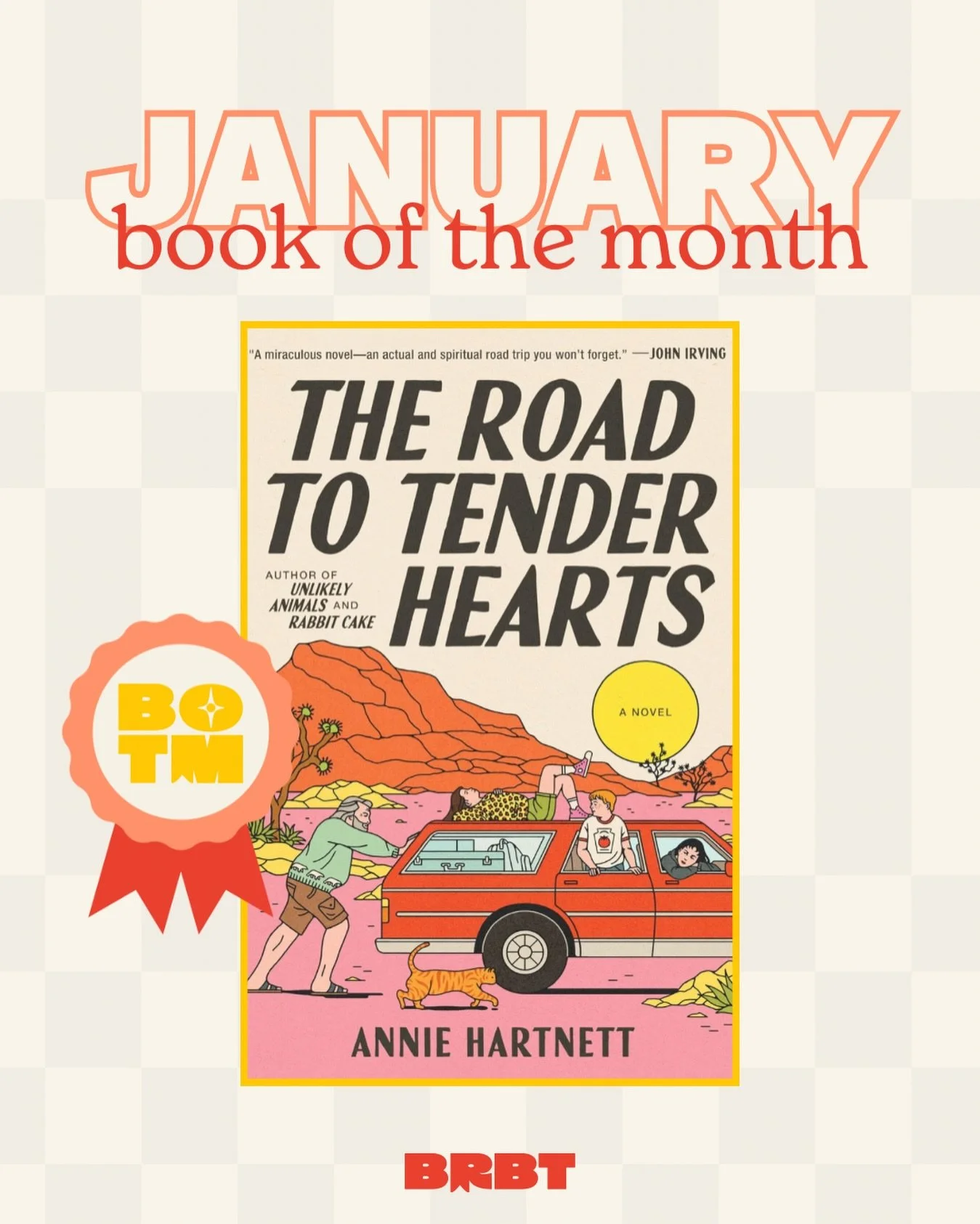 Our first book club pick of 2026 is&hellip; The Road to Tender Hearts by @annie_hartnett! 

💬 &ldquo;A darkly comic and warm-hearted novel about an old man on a cross-country mission to reunite with his high school crush&mdash;bringing together his 