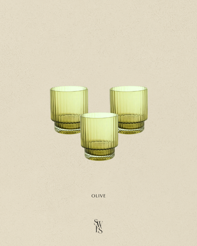 Glassware - Coloured Ribbed Tumblers