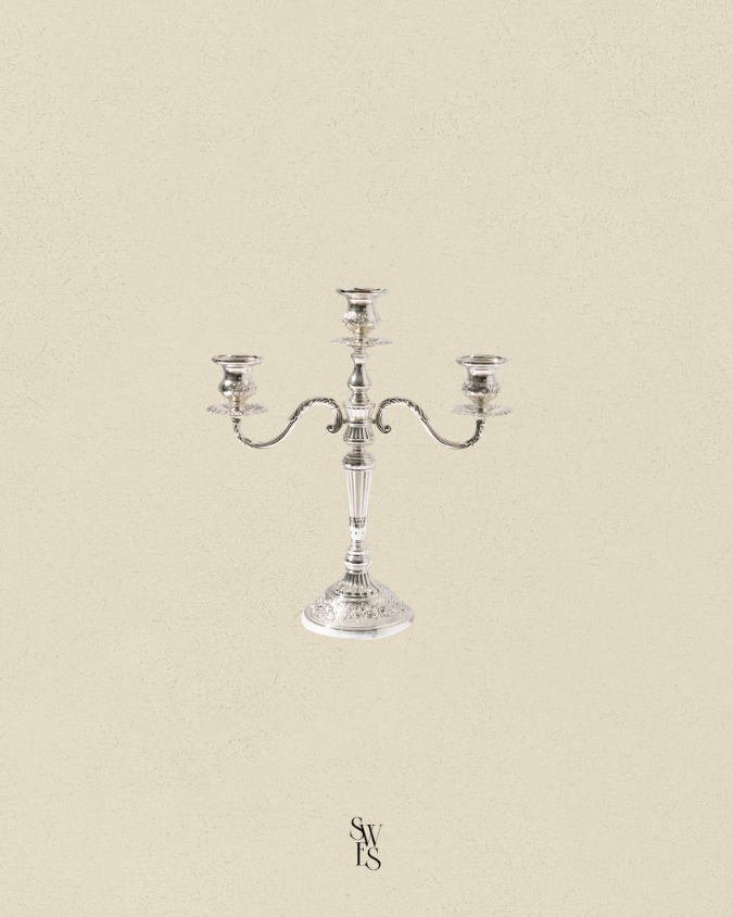 Candleware - Antique Silver Candelabra - 3 Arm.png