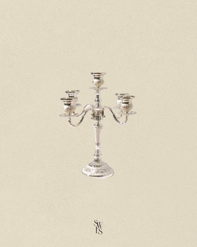 Candleware - Antique Silver Candelabra - 5 Arm.png